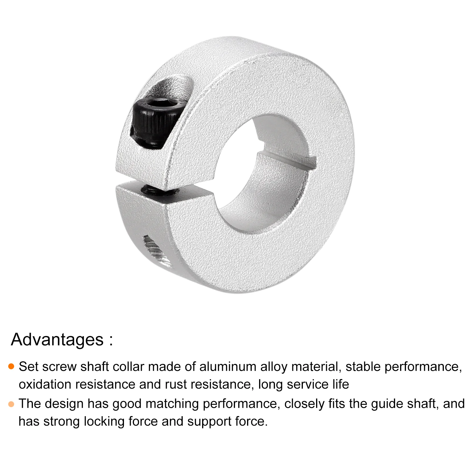 Shaft Collar 0.55" Single Split Aluminum Collar W Set Screw Silver Tone - Image 4