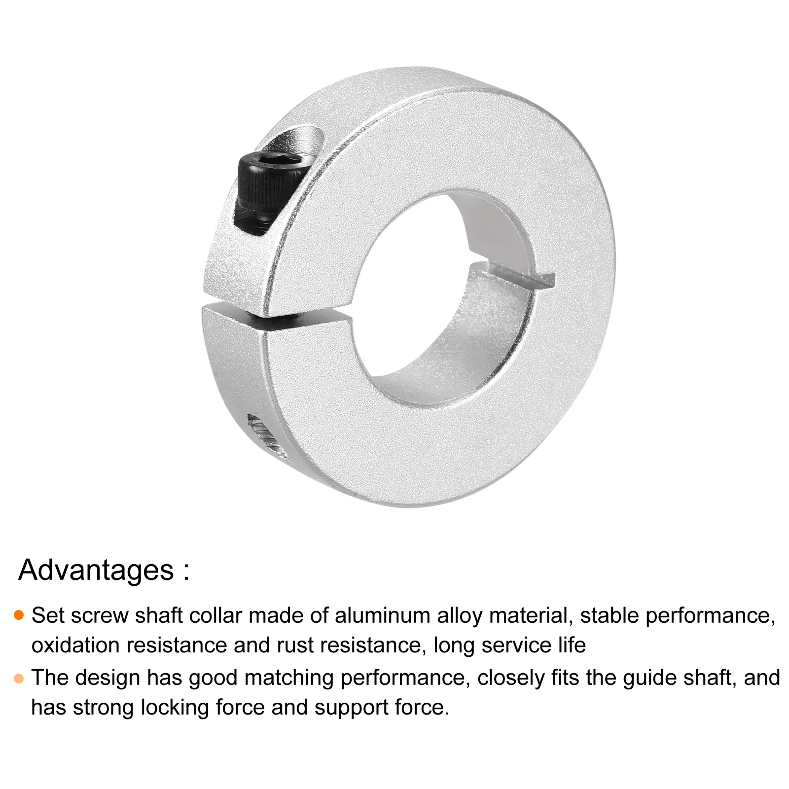 Shaft Collar 0.67" Single Split Aluminum Collar W Set Screw Silver Tone - Image 4