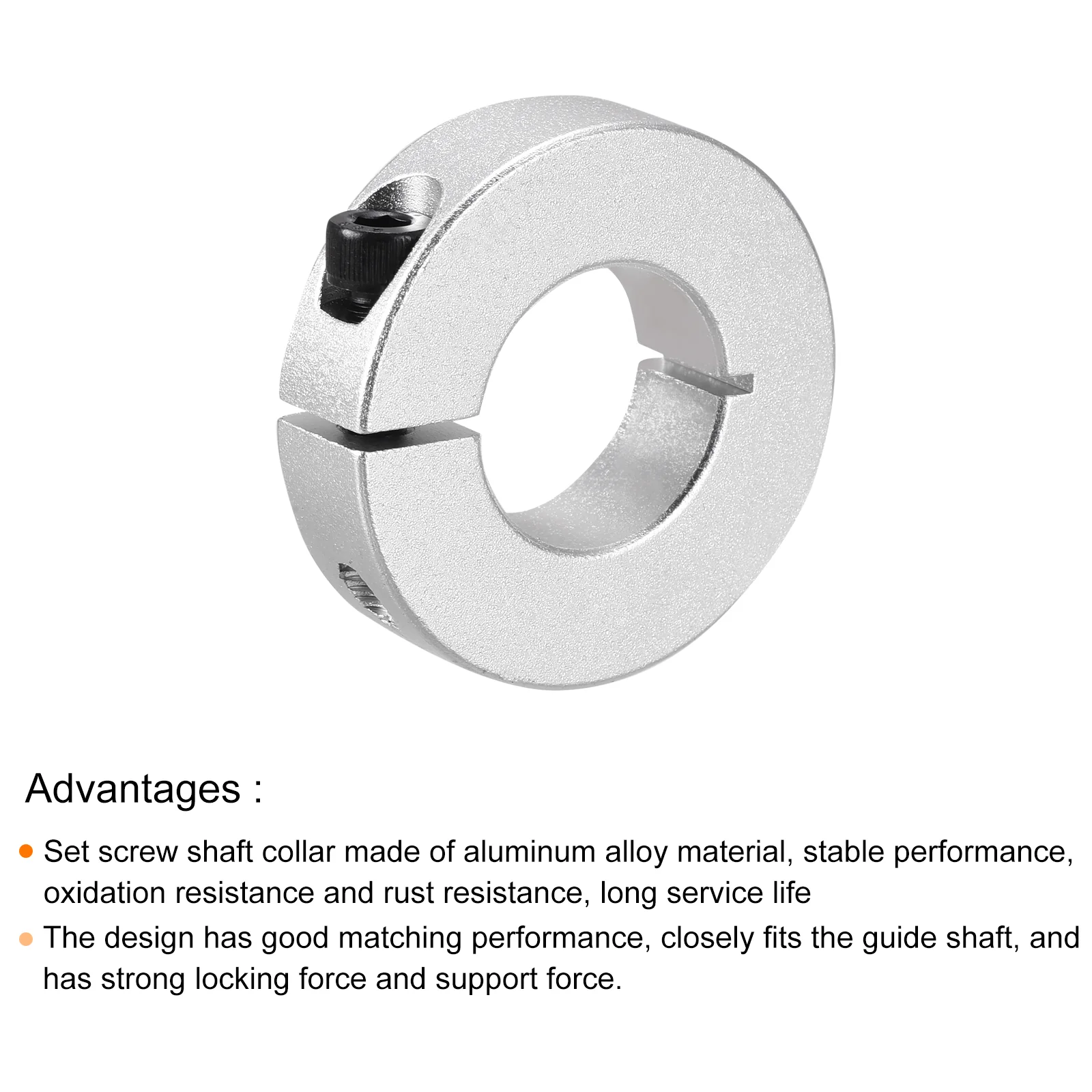 Shaft Collar 0.59" Single Split Aluminum Collar W Set Screw Silver Tone - Image 4