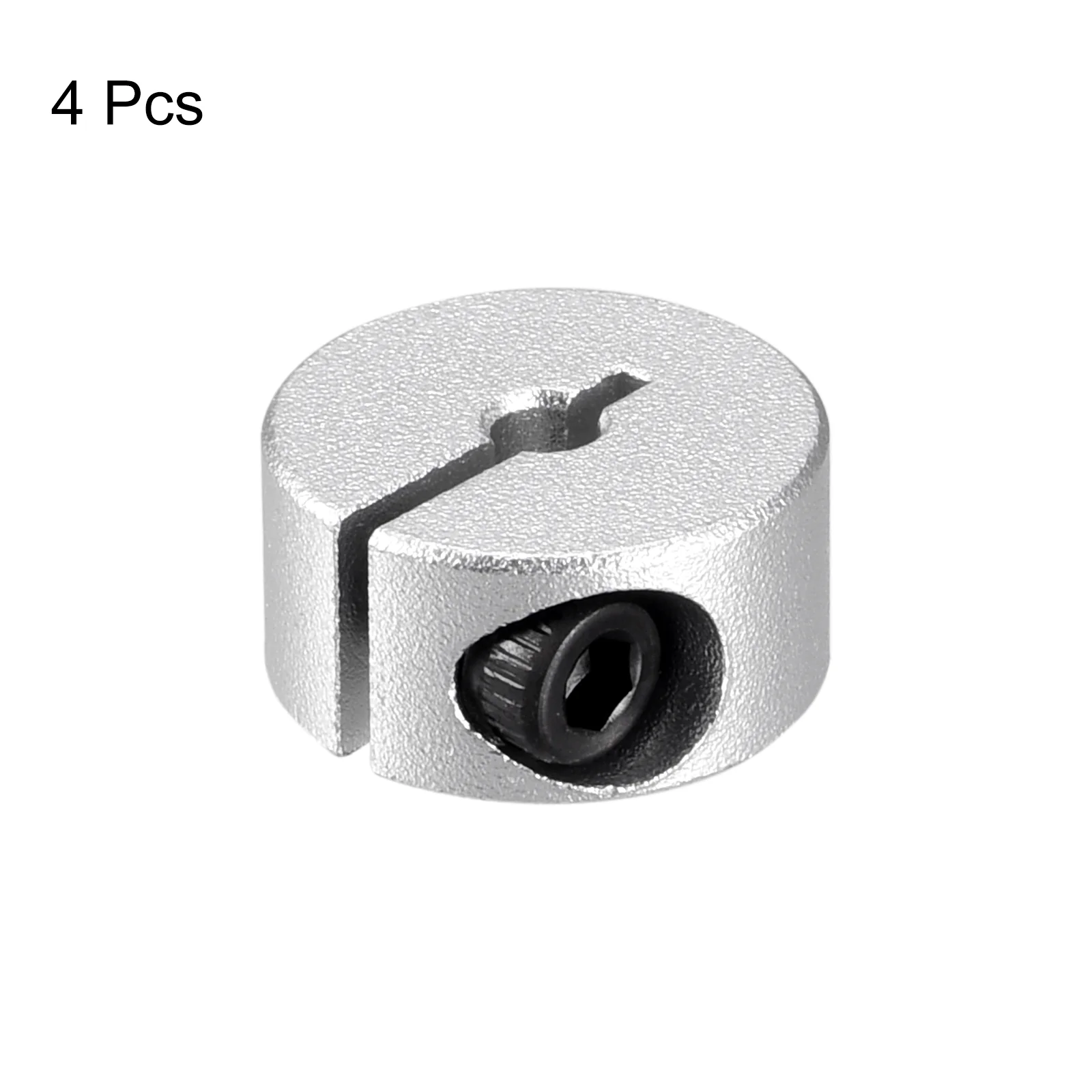 Shaft Collar 0.2" Single Split Aluminum Collar W Set Screw Silver Tone 4 Pack - Image 3