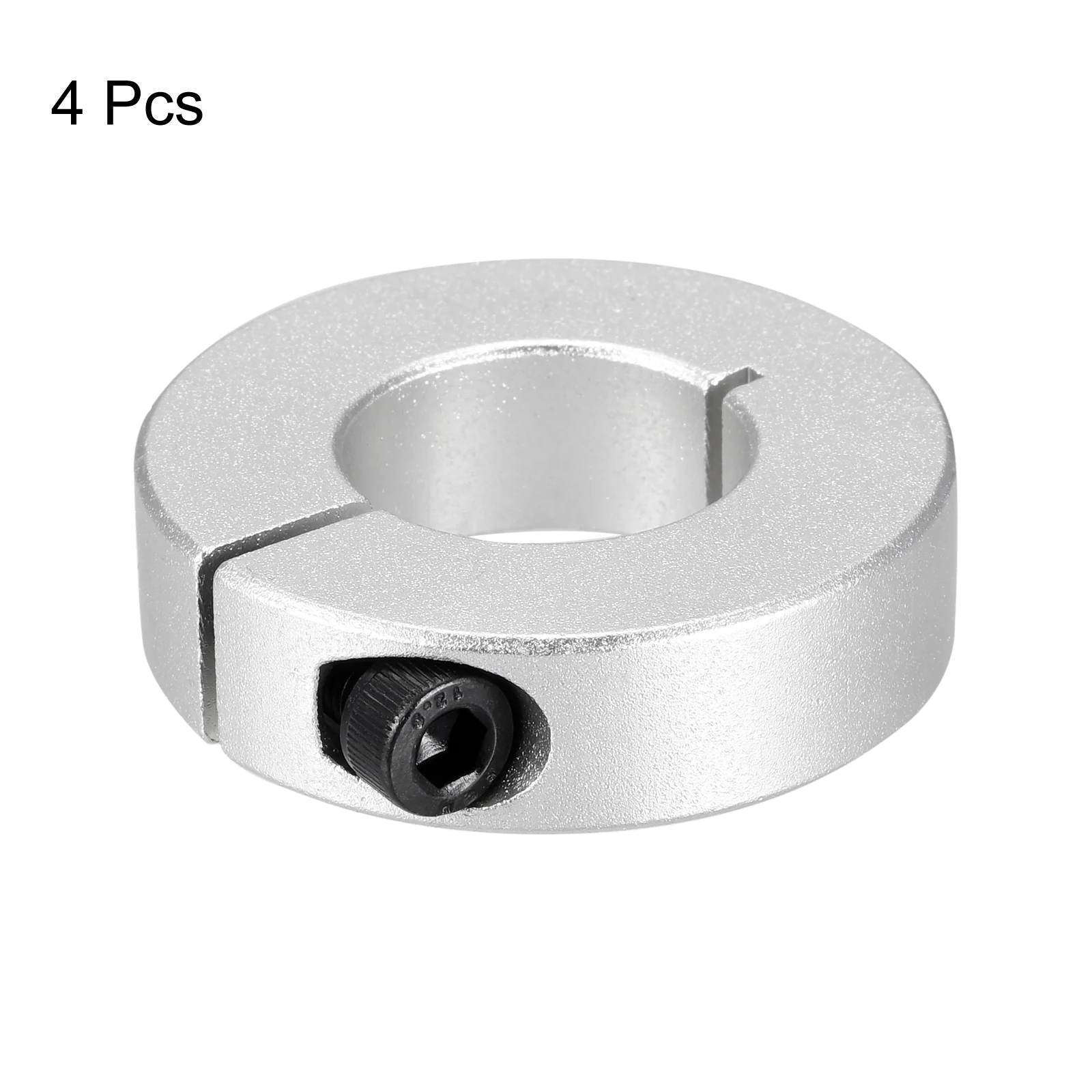 Shaft Collar 0.79" Single Split Aluminum Collar W Set Screw Silver Tone 4 Pack - Image 3