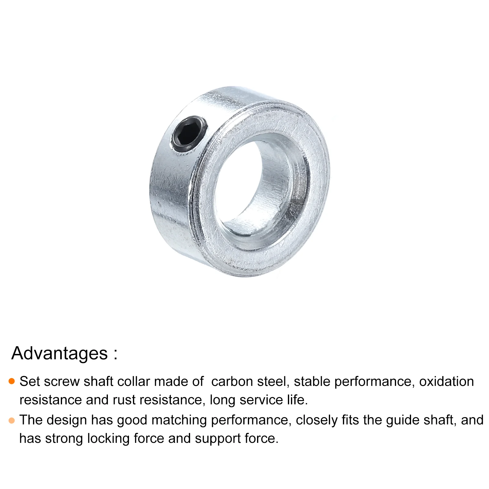 Shaft Collar 25/64" Bore Zinc Plated Carbon Steel Set Screw Style Clamping Collars Silver Tone 4 Pack - Image 4