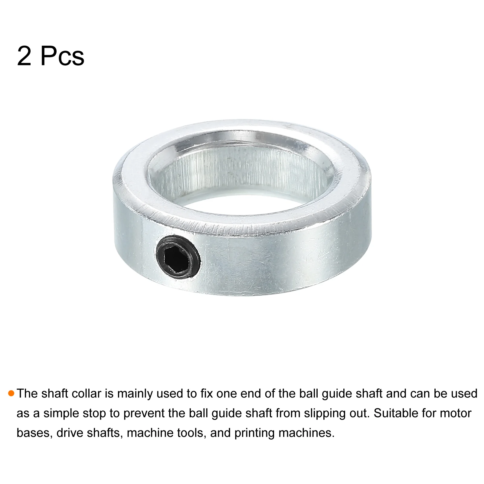 Shaft Collar 25/32 Bore Zinc Plated Carbon Steel Set Screw Style Clamping Collars Silver Tone 2 Pack - Image 3