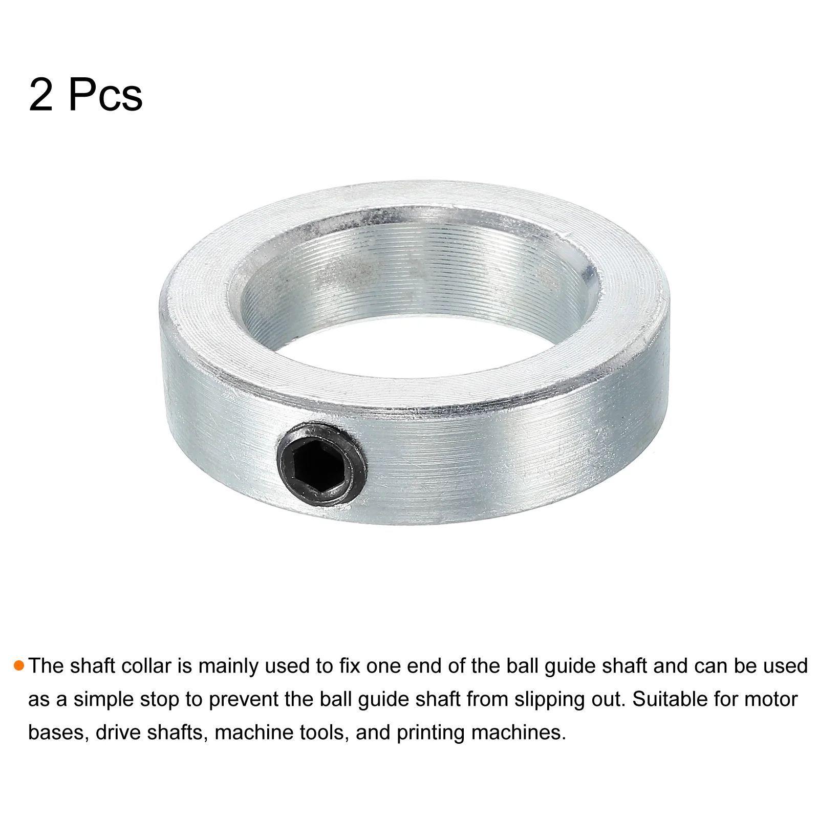 Shaft Collar 1-1/8"/28mm Bore Zinc Plated Carbon Steel Set Screw Silver Tone 2 Pack - Image 3