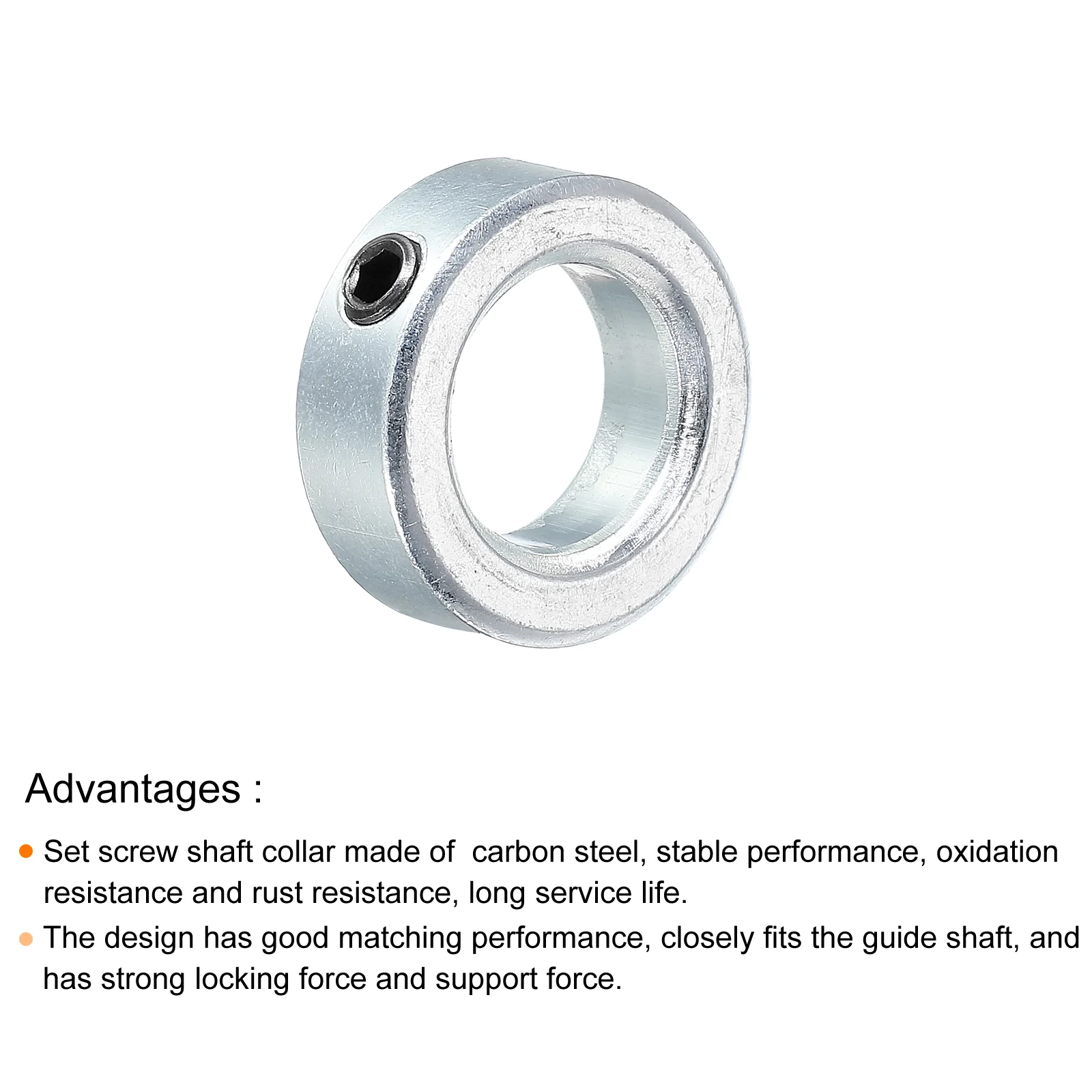Shaft Collar 5/8" Bore Zinc Plated Carbon Steel Set Screw Silver Tone 2 Pack - Image 4