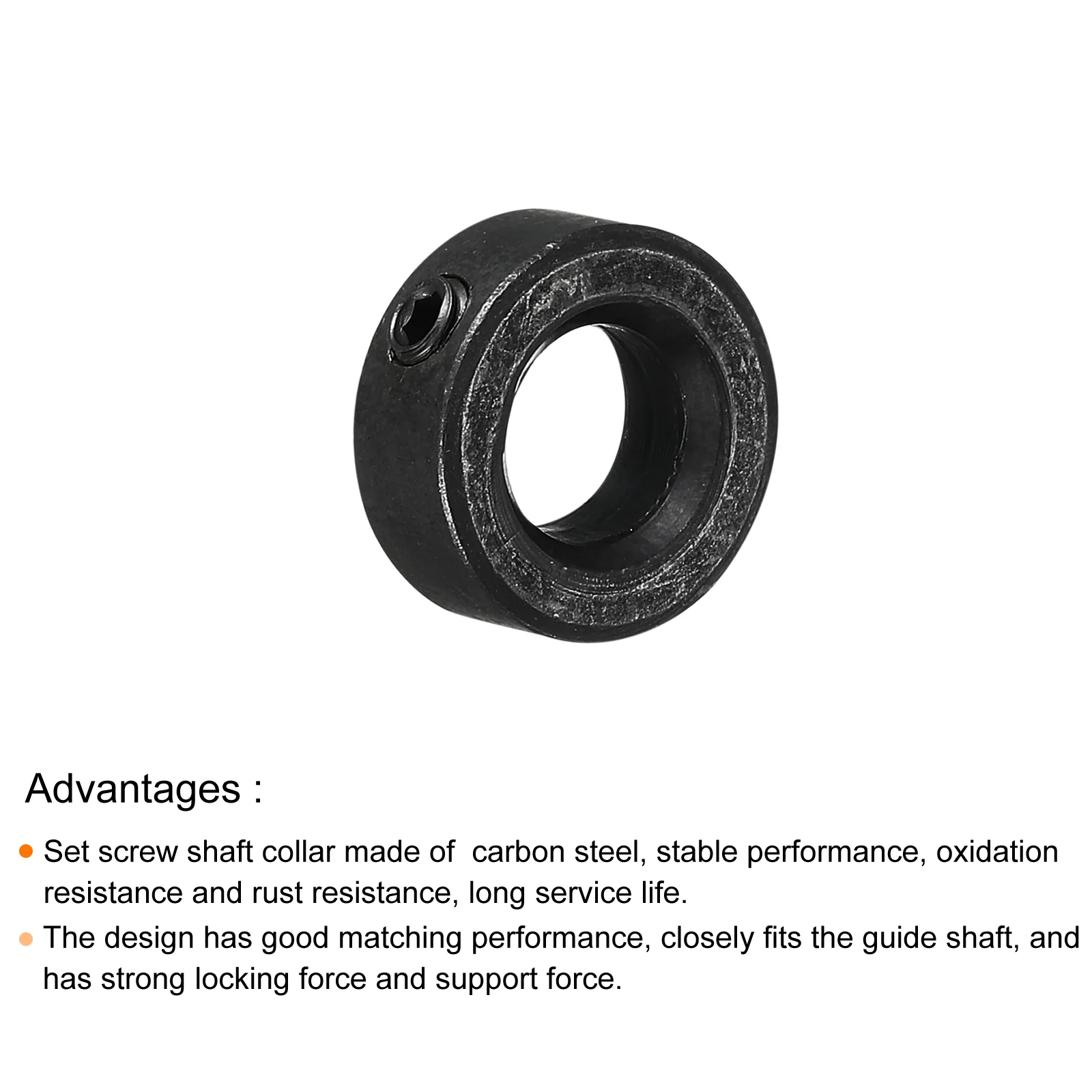 Shaft Collar 25/64" Bore Carbon Steel Set Screw Style Clamping Collars Black 4 Pack - Image 4