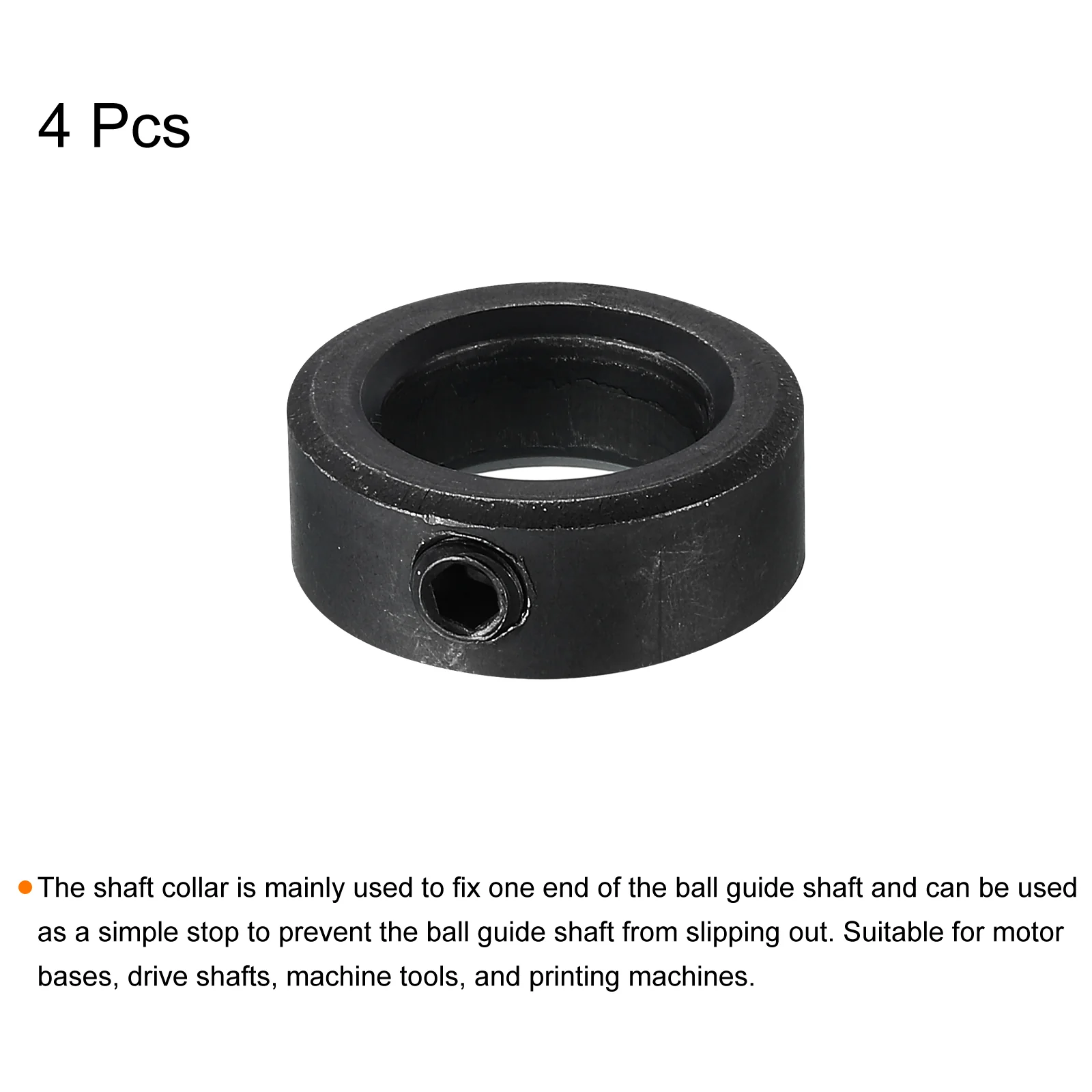 Shaft Collar 19/32" Bore Carbon Steel Set Screw Style Clamping Collars Black 4 Pack - Image 3