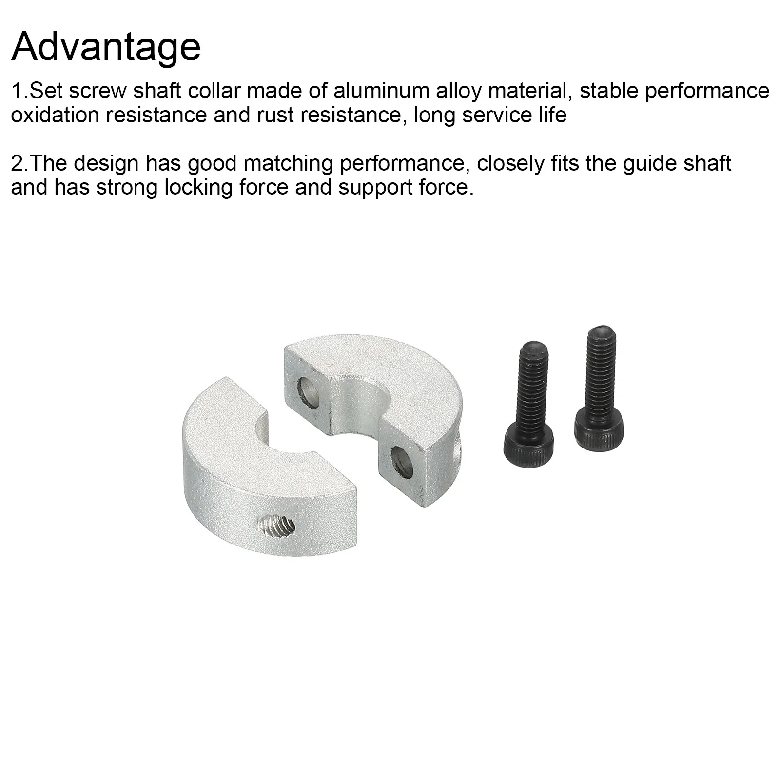 Shaft Collar 0.39" Double Split Aluminum Collar W Set Screw Silver Tone 2 Pack - Image 4