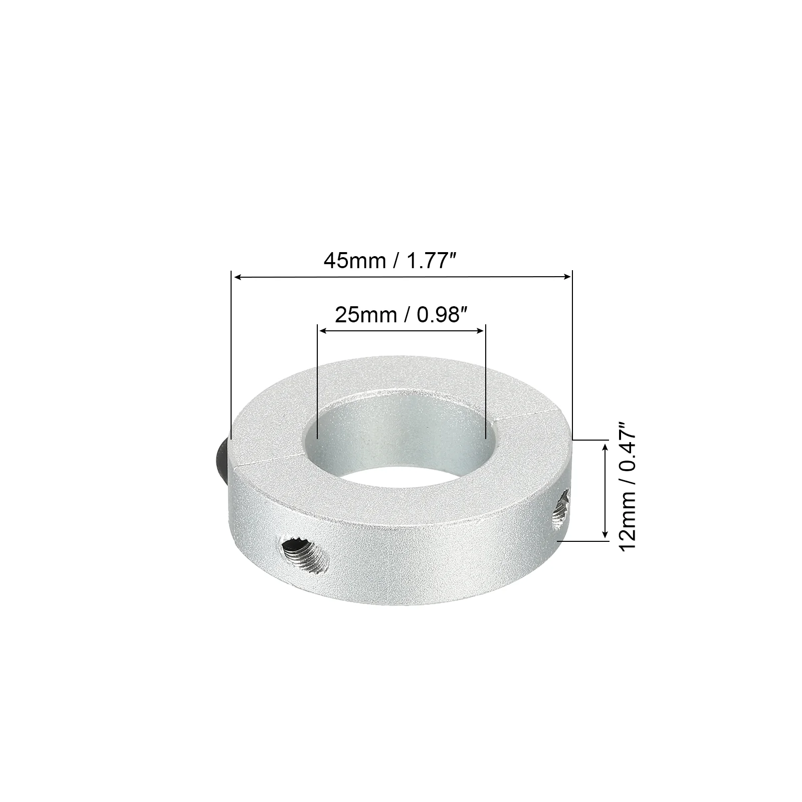 Shaft Collar 0.98" Double Split Aluminum Collar W Set Screw Silver Tone - Image 2