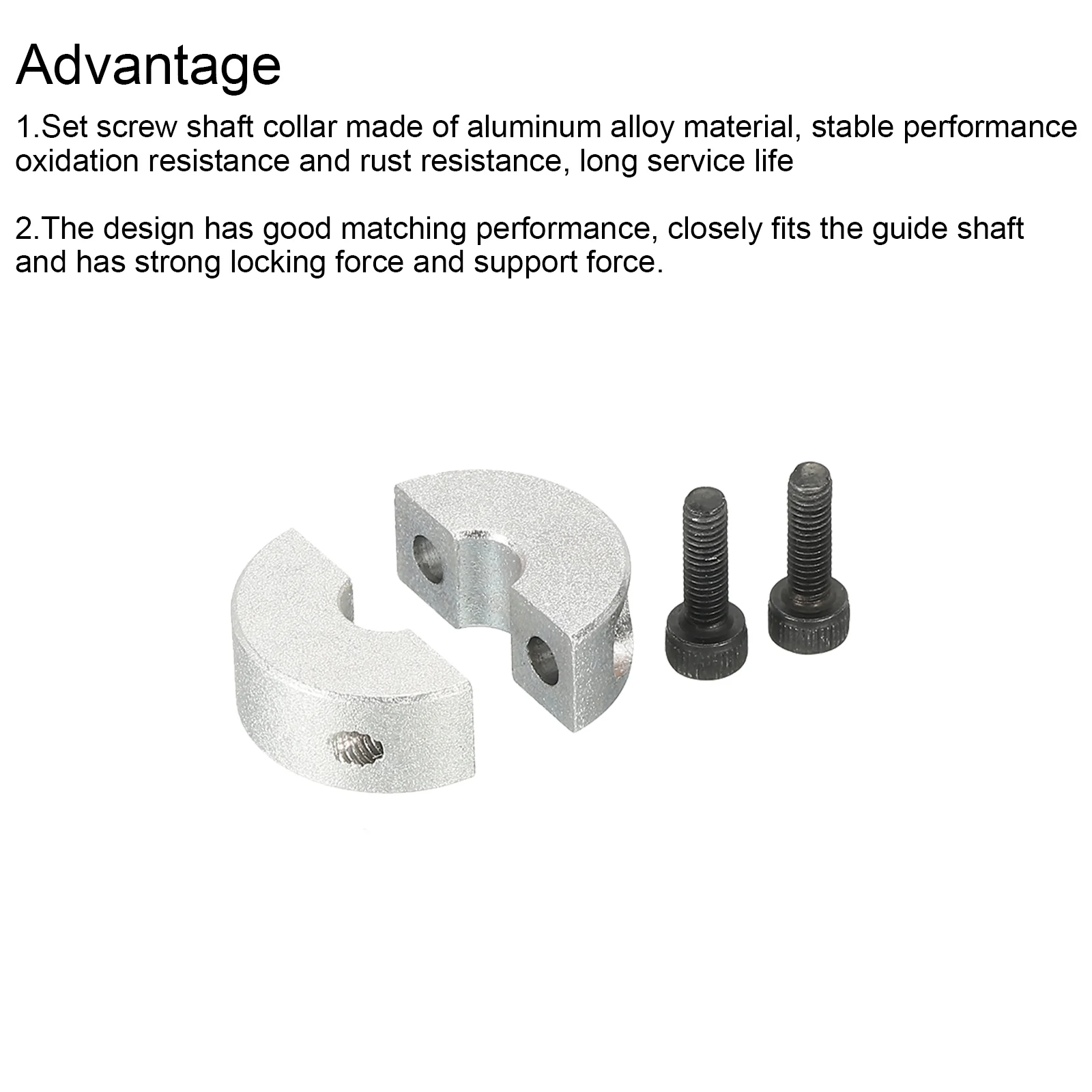 Shaft Collar 0.31" Double Split Aluminum Collar W Set Screw Silver Tone 2 Pack - Image 4