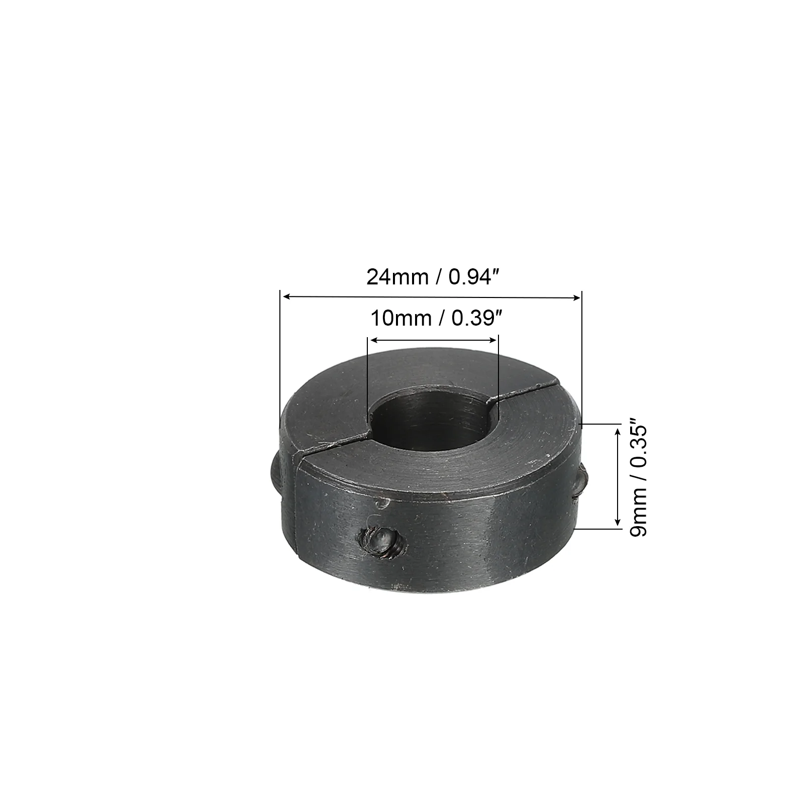 Shaft Collar 0.39" Double Split Carbon Steel Collar W Set Screw Black - Image 2