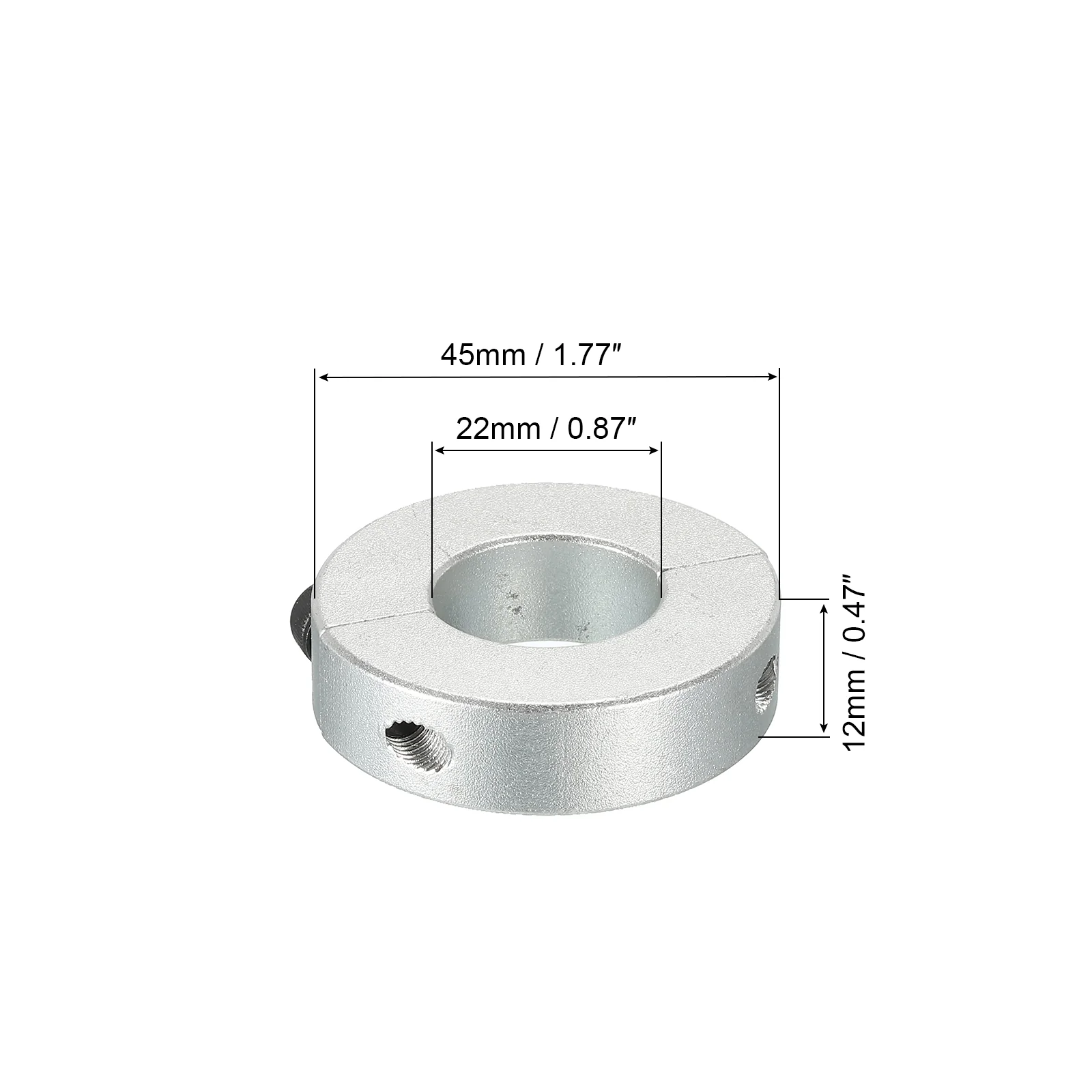 Shaft Collar 0.87" Double Split Aluminum Collar W Set Screw Silver Tone 2 Pack - Image 2