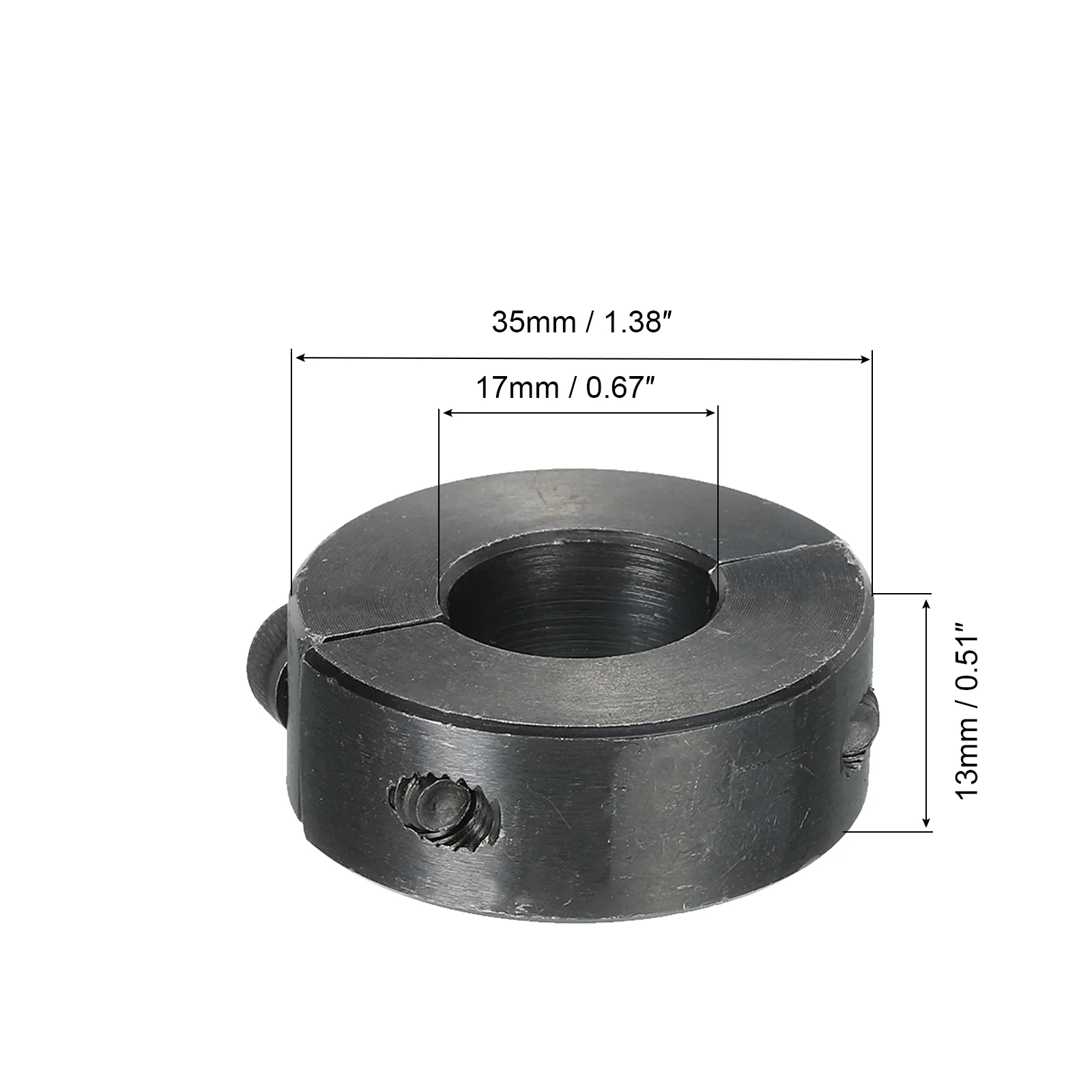 Shaft Collar 0.67" Double Split Carbon Steel Collar W Set Screw Black - Image 2
