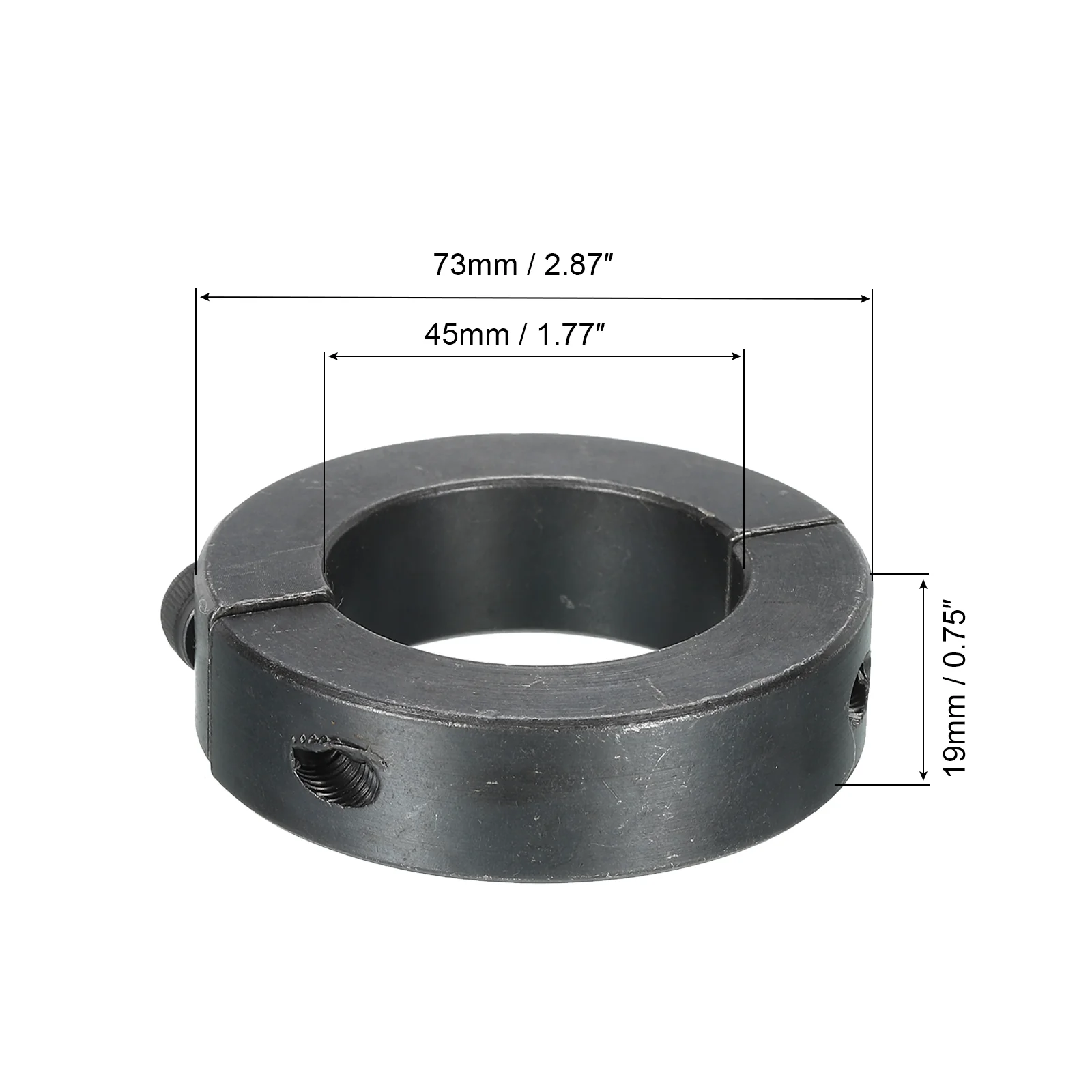 Shaft Collar 1.77" Double Split Carbon Steel Collar W Set Screw Black - Image 2