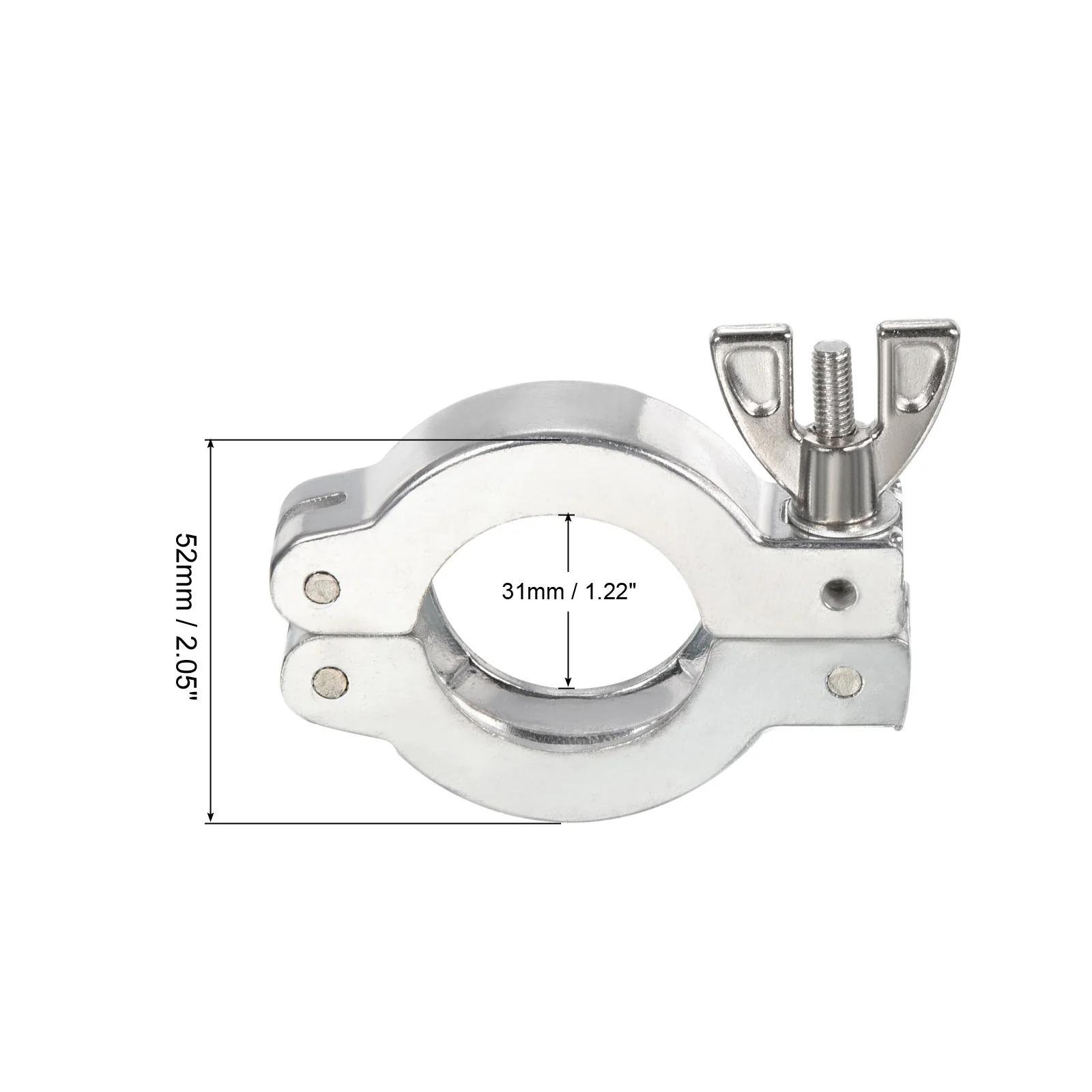 KF-25 Vacuum Clamp, 3 Pack Hose Clamp with Wing Nut for Ferrule, Silver - Image 2