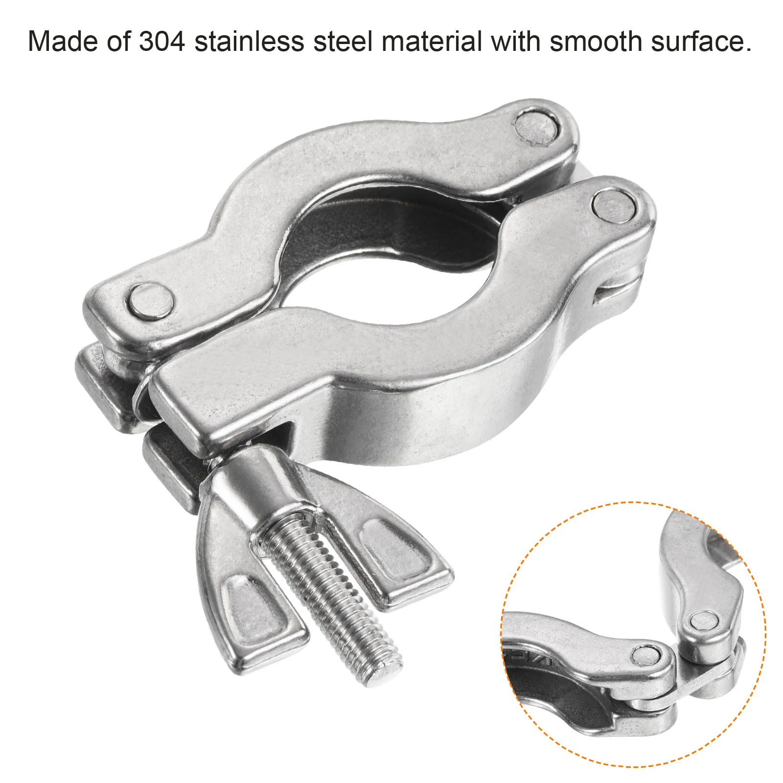 KF-16 Vacuum Clamp, 1 Pack Hose Clamp with Wing Nut for Ferrule, Silver - Image 4