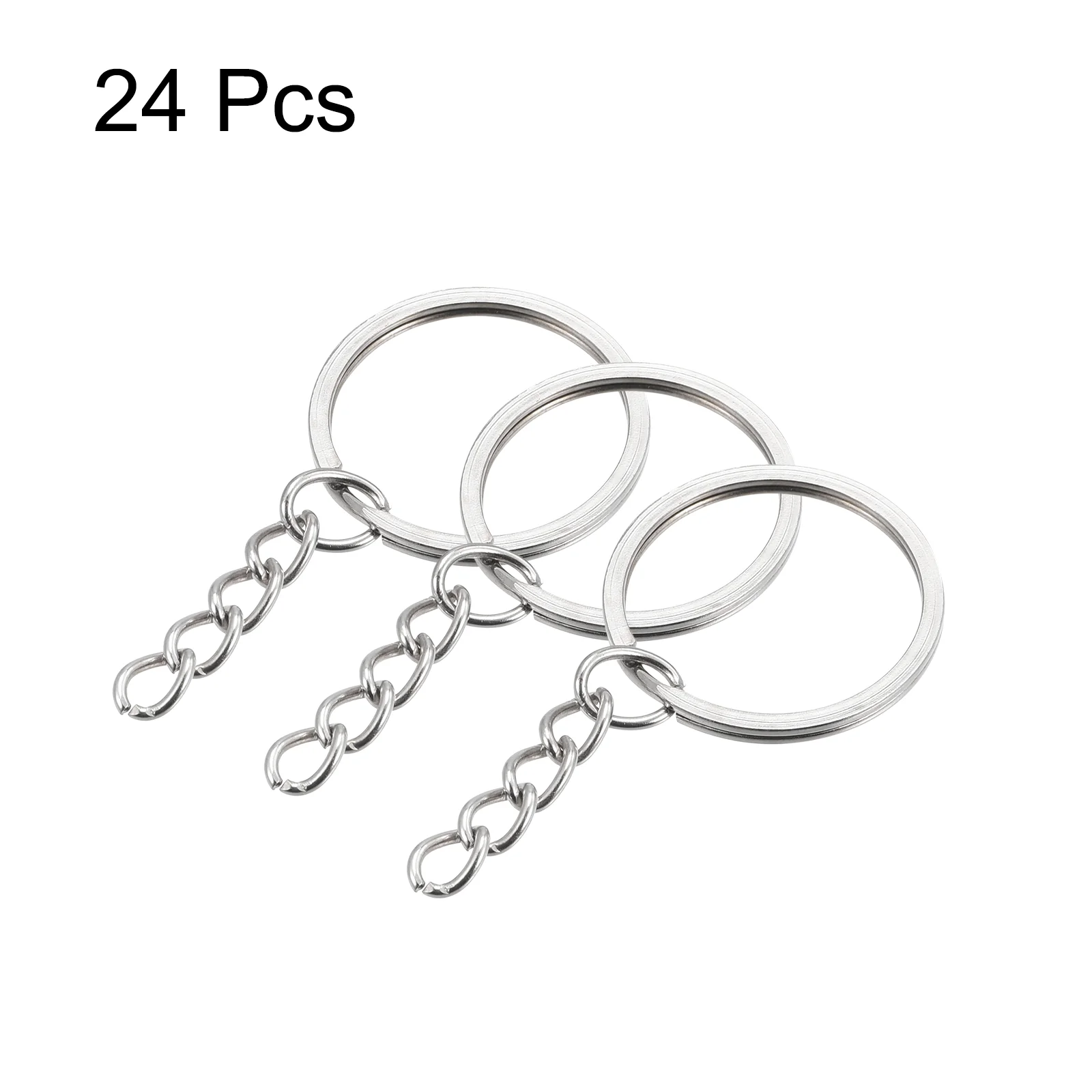 Split Keychain Rings, Round Flat Key Holder with Chain for Home Car Keys Organization - Image 3