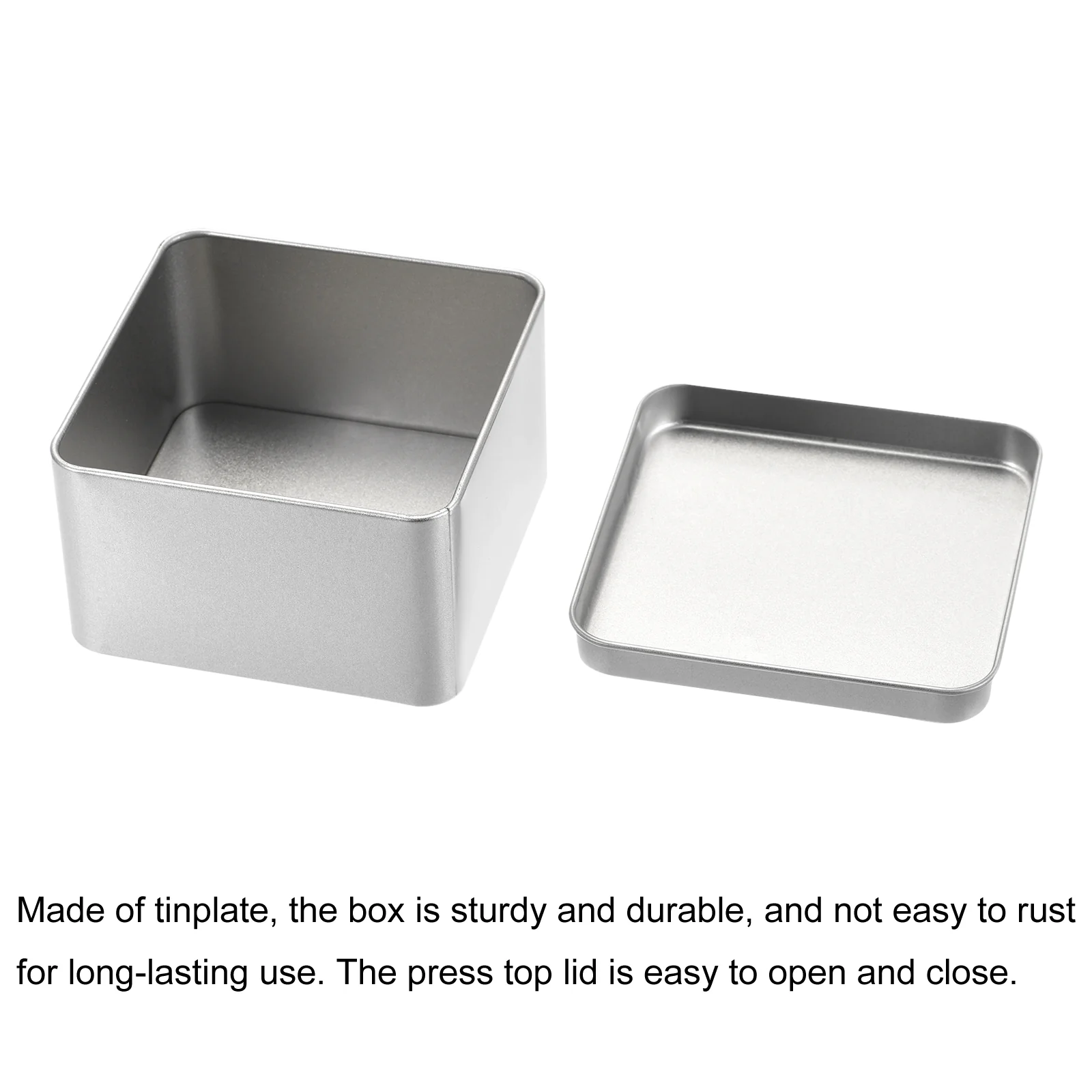 Metal Tin Box, Rectangular Empty Tinplate Storage Containers with Lids - Image 44