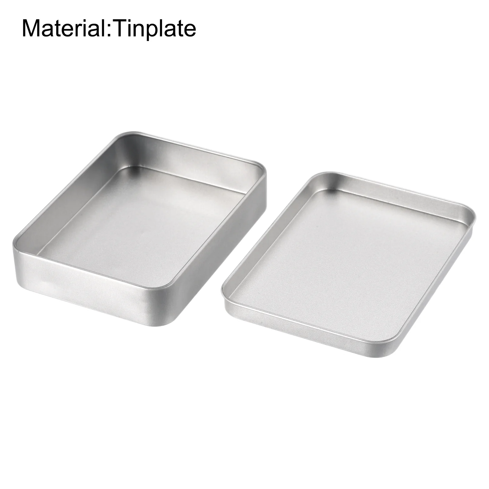 Metal Tin Box, Rectangular Empty Tinplate Storage Containers with Lids - Image 7