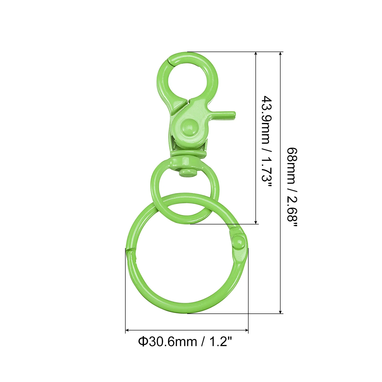 Uxcell Swivel Clasps Lanyard Snap Hook with Binder Rings, 44mm Colorful Lobster Claw Clasp for Keys Organization, DIY Crafting, Green, 4Pcs - Image 2