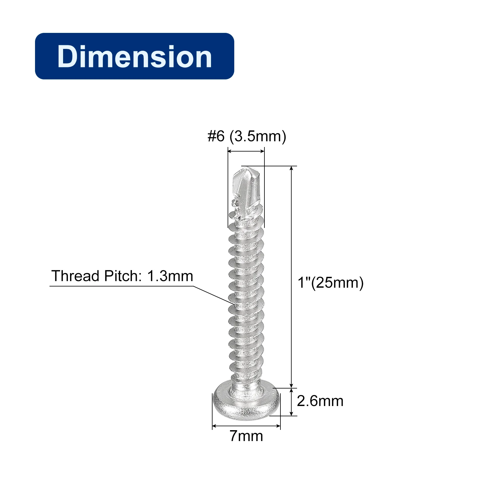 Uxcell #6 x 1" Self Drilling Screws, 100pcs Phillips Pan Head Self Tapping Screws - Image 2