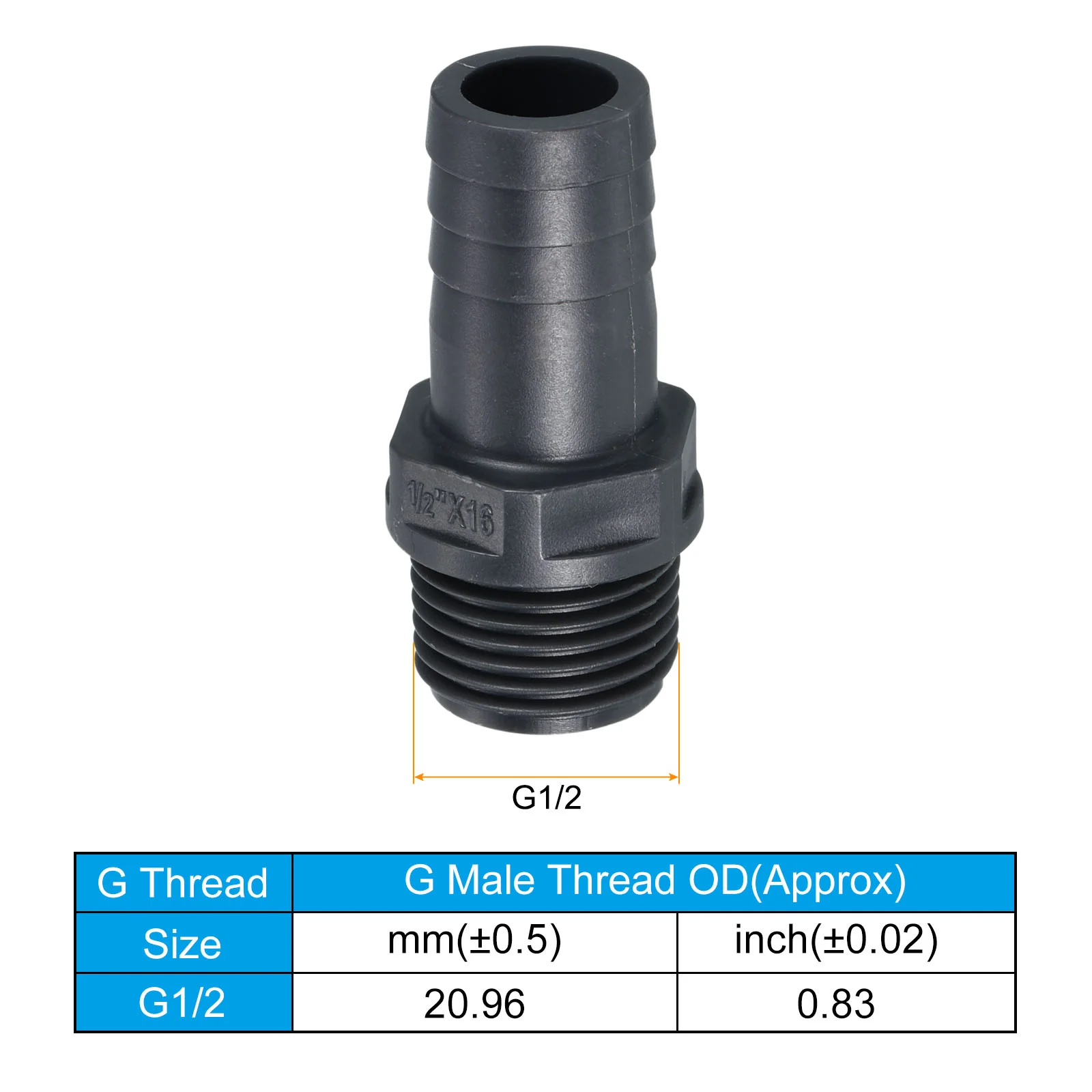 UPVC Barb Hose Fitting, 3 Pack 16mm Barbed G1/2 Male Thread Pipe Connector Adapter Quick Fittings for Water Fuel Air, Gray - Image 5