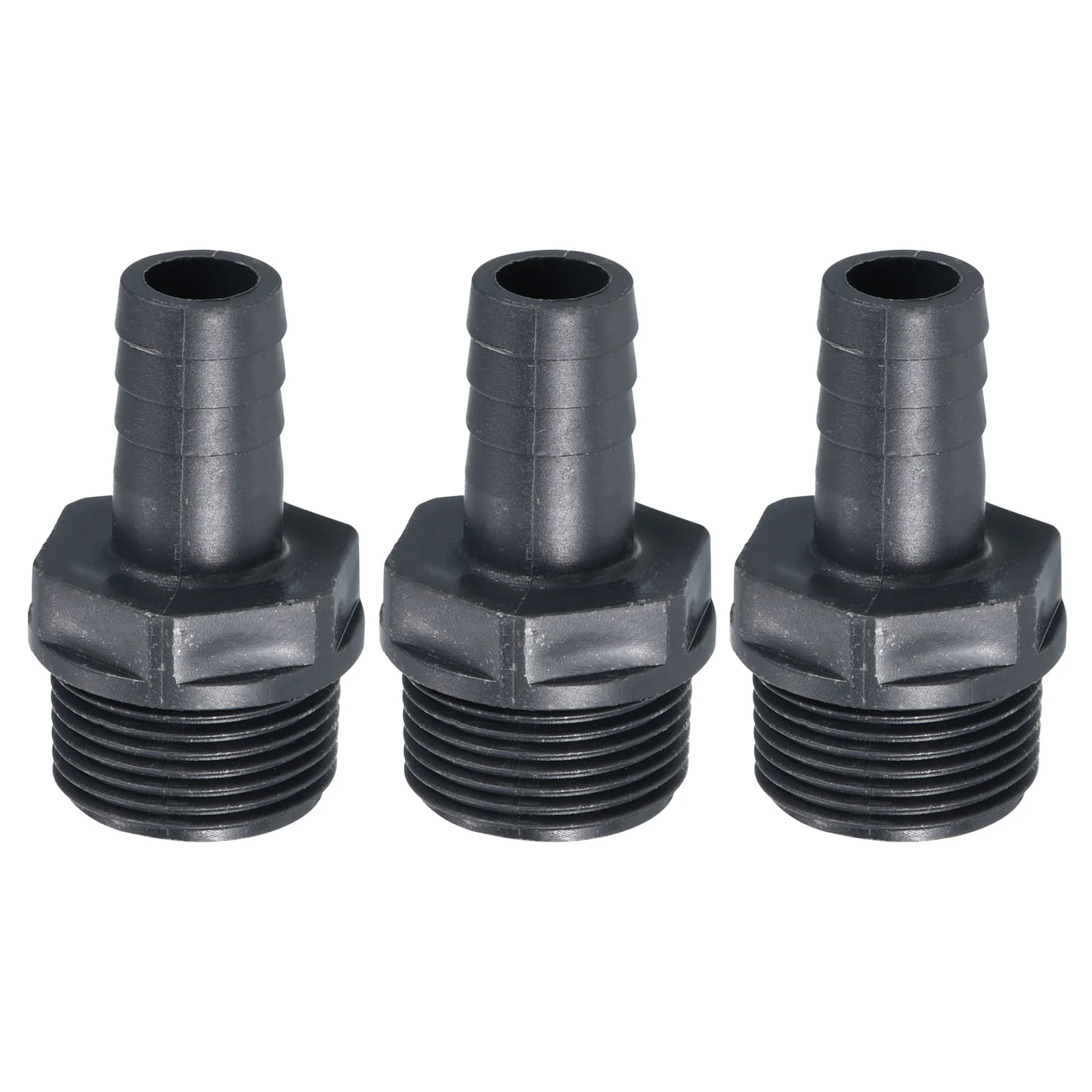 UPVC Barb Hose Fitting, 3 Pack 14mm Barbed G3/4 Male Thread Pipe Connector Adapter Quick Fittings for Water Fuel Air, Gray