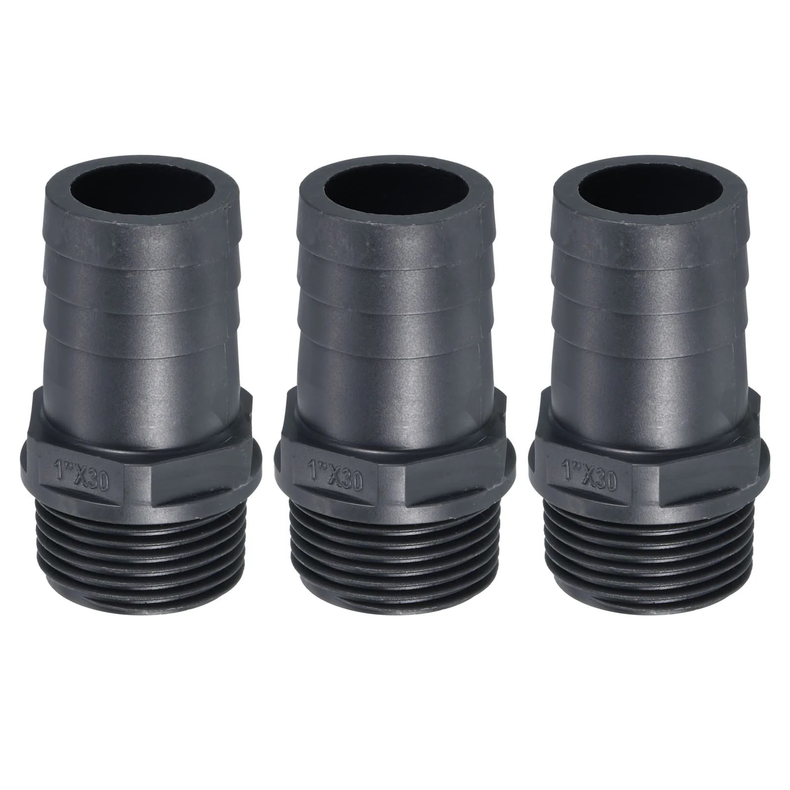 UPVC Barb Hose Fitting, 3 Pack 30mm Barbed G1 Male Thread Pipe Connector Adapter Quick Fittings for Water Fuel Air, Gray