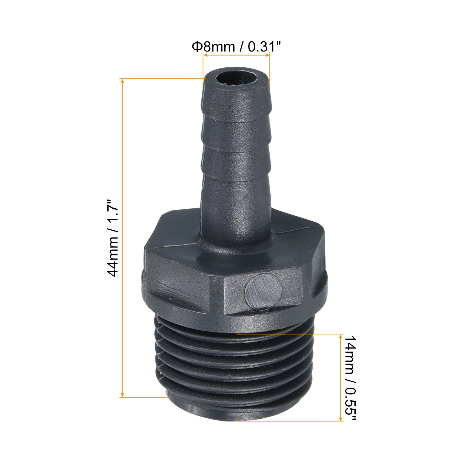 UPVC Barb Hose Fitting, 2 Pack 8mm Barbed G1/2 Male Thread Pipe Connector Adapter Quick Fittings for Water Fuel Air, Gray - Image 2
