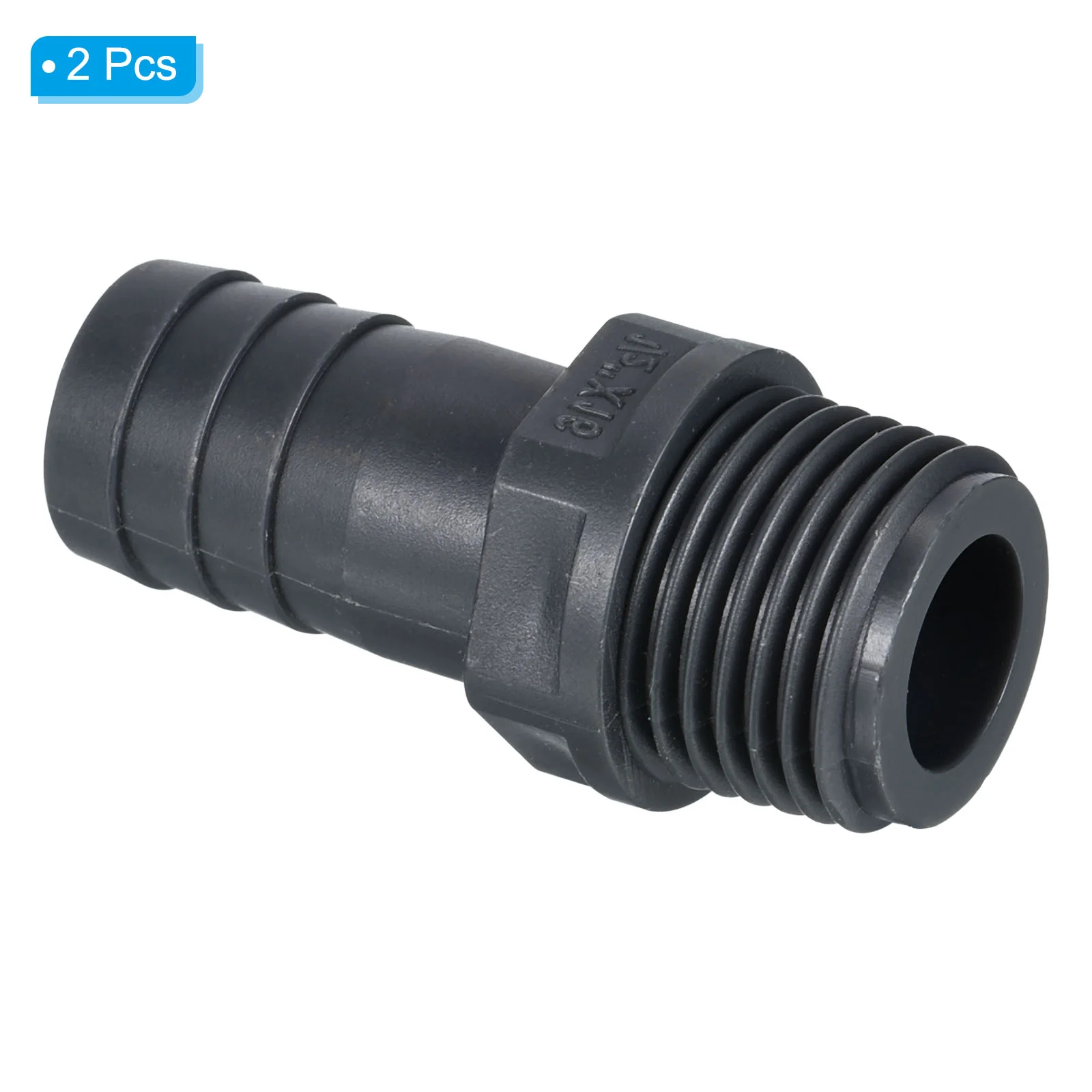 UPVC Barb Hose Fitting, 2 Pack 16mm Barbed G1/2 Male Thread Pipe Connector Adapter Quick Fittings for Water Fuel Air, Gray - Image 3