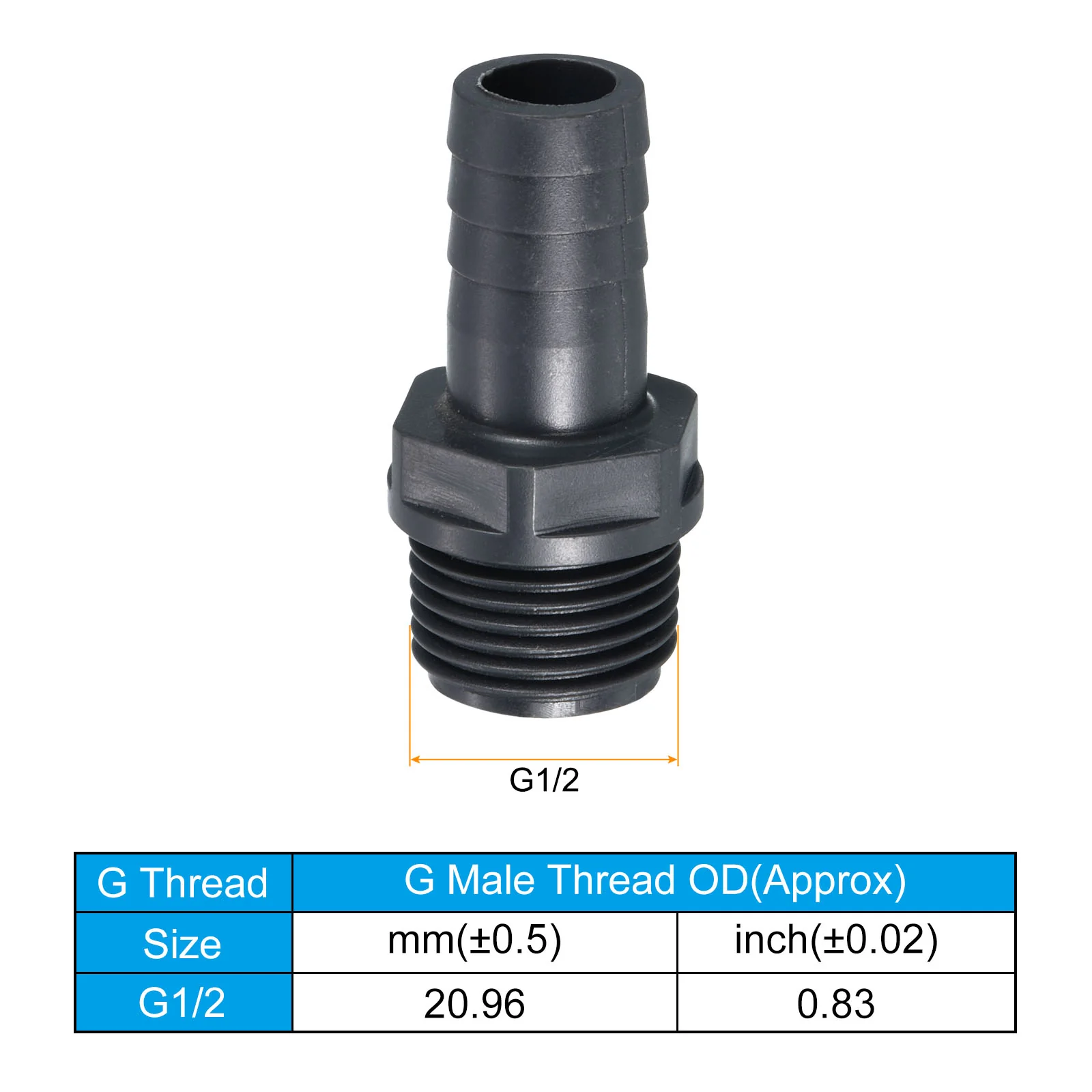 UPVC Barb Hose Fitting, 2 Pack 14mm Barbed G1/2 Male Thread Pipe Connector Adapter Quick Fittings for Water Fuel Air, Gray - Image 5
