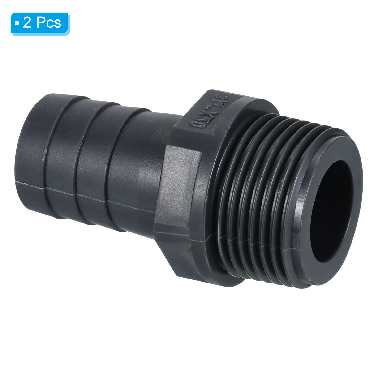 UPVC Barb Hose Fitting, 2 Pack 20mm Barbed G3/4 Male Thread Pipe Connector Adapter Quick Fittings for Water Fuel Air, Gray - Image 3