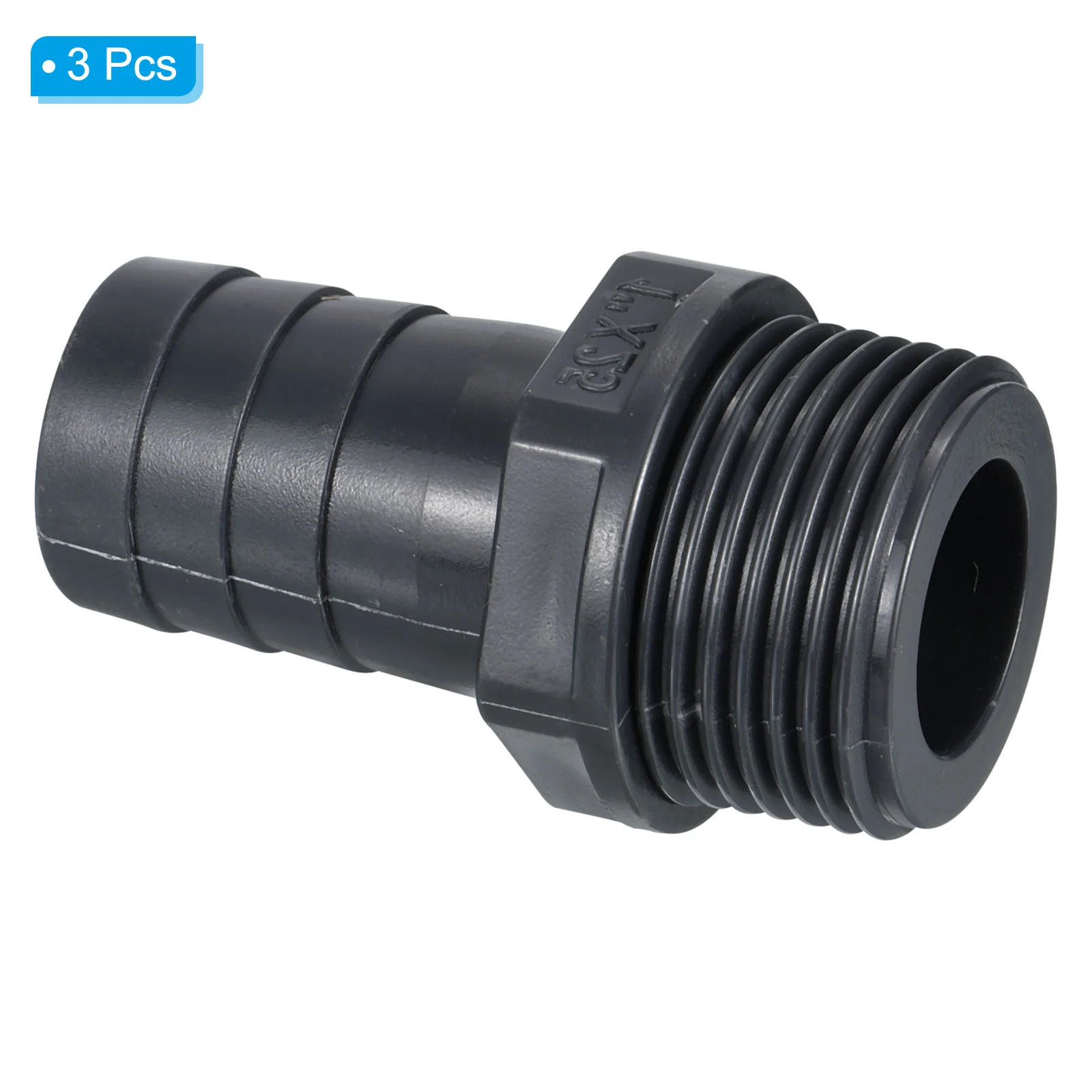 UPVC Barb Hose Fitting, 3 Pack 25mm Barbed G1 Male Thread Pipe Connector Adapter Quick Fittings for Water Fuel Air, Gray - Image 3