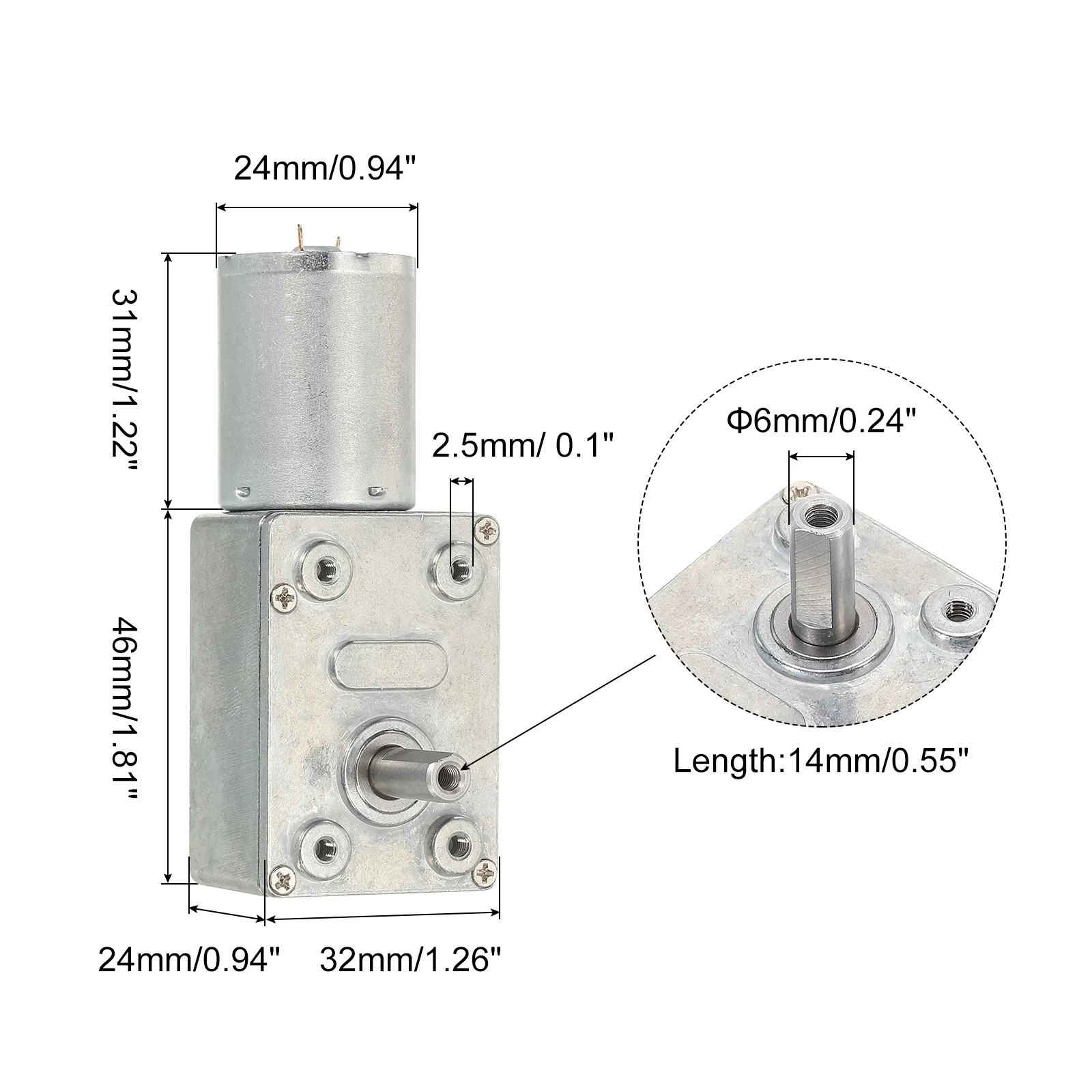 DC 12V 3.3RPM Turbo Worm Geared Motor 6mm D Shaft Electric Motor - Image 2