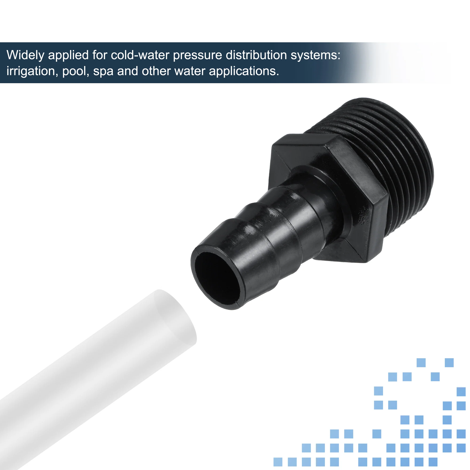 Plastic Pipe Fittings Barb NPT Male Thread Straight Tube Hose Adapter Hex Connector - Image 5
