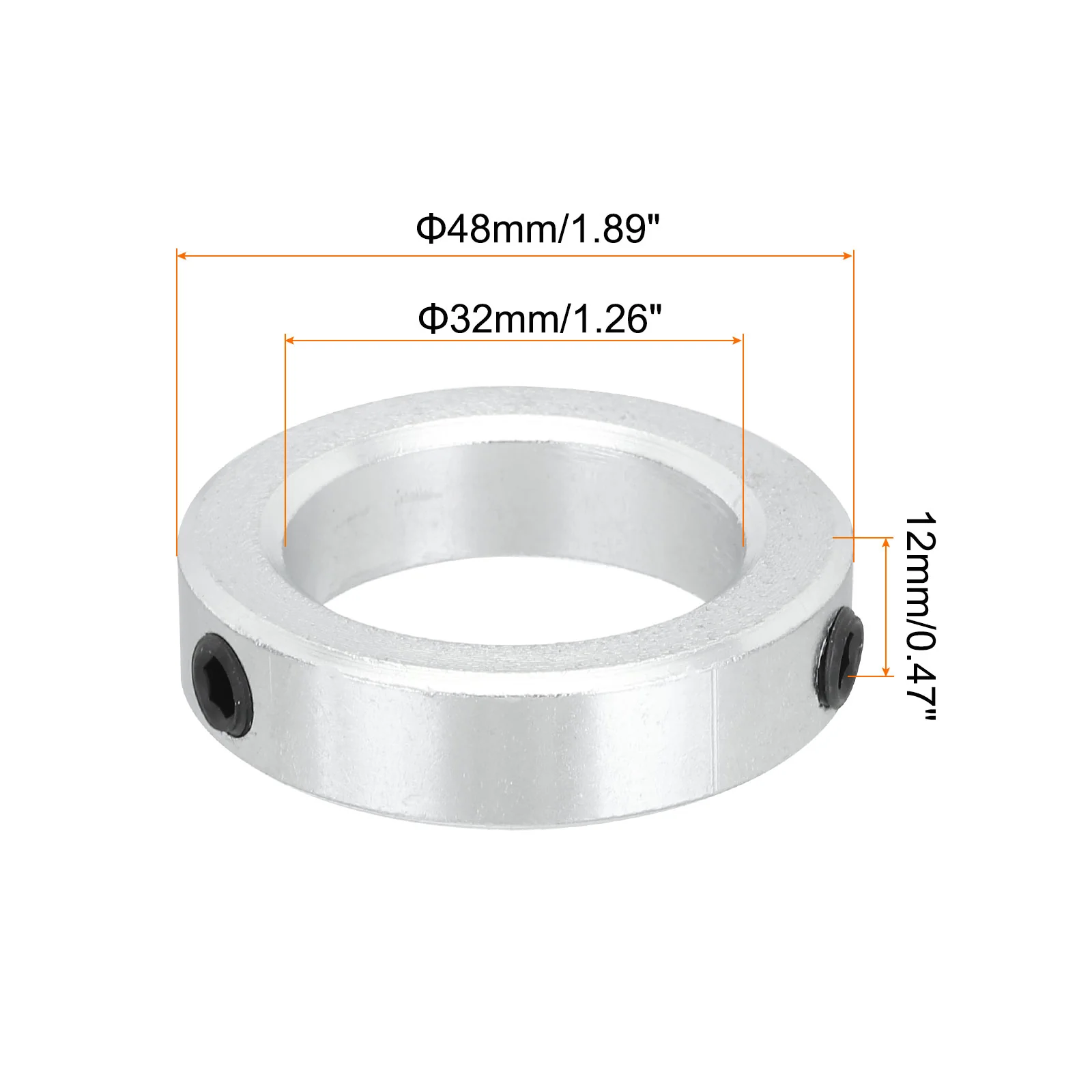 Shaft Collar 1.3 Inch Bore Zinc Plated Carbon Steel Set Screw Style Clamping Collars Silver 2 Pcs - Image 2
