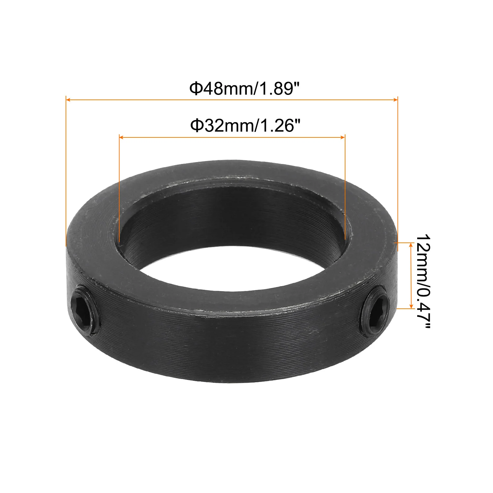 Shaft Collar 1.3 Inch Bore Carbon Steel Set Screw Style Clamping Collars Black 2 Pcs - Image 2