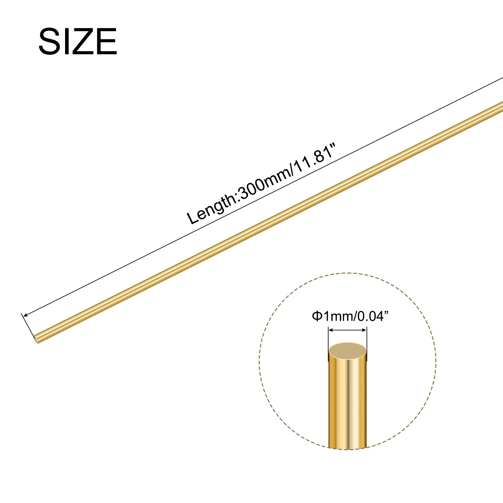 16Pcs Brass Rods 1mm x 300mm Round Metal Solid Shaft Rod Lathe Bar Stock Welding Sticks for Knife Handle DIY Craft Making Drift Punches, Gold - Image 2