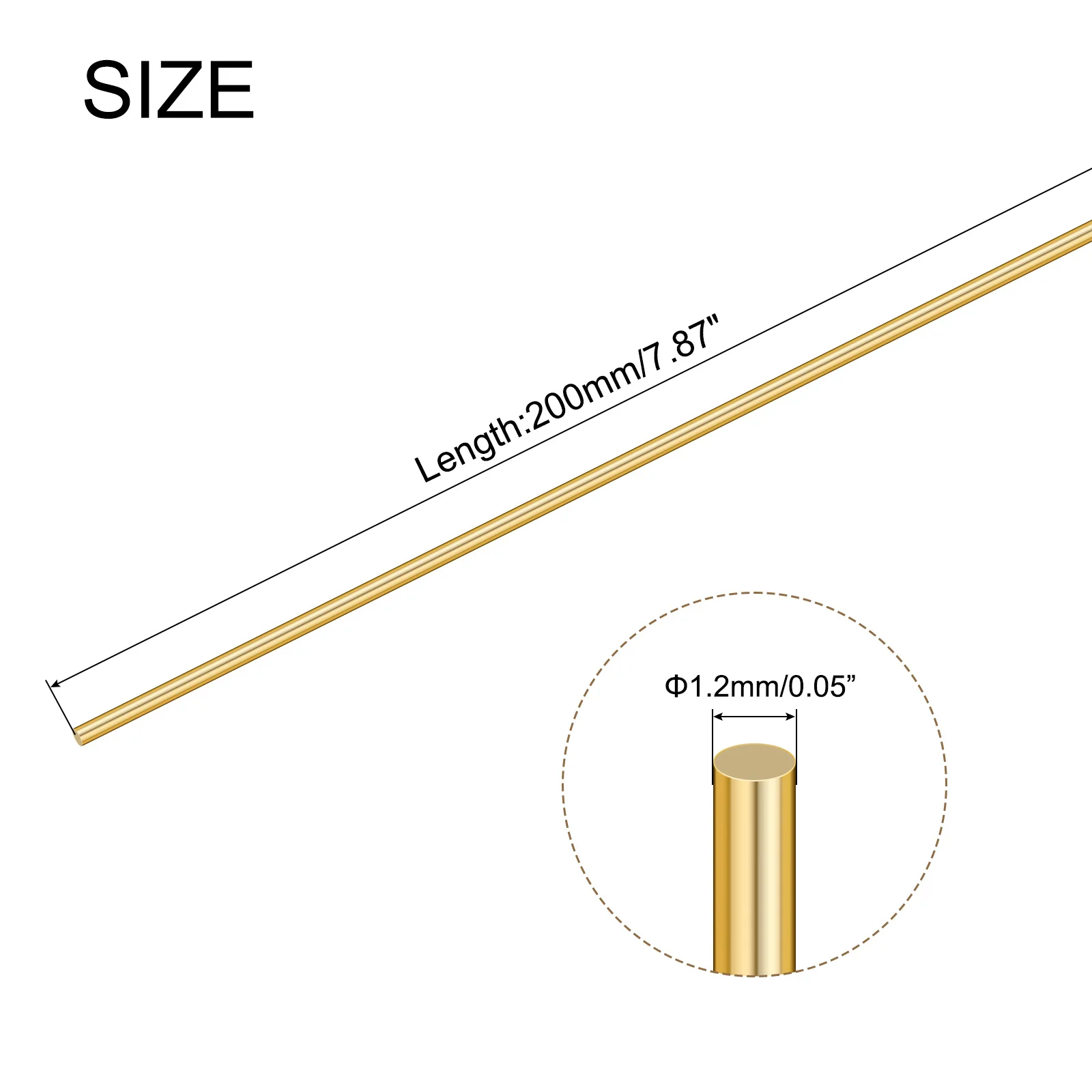 16Pcs Brass Rods 1.2mm x 200mm Round Metal Solid Shaft Rod Lathe Bar Stock Welding Sticks for Knife Handle DIY Craft Making Drift Punches, Gold - Image 2