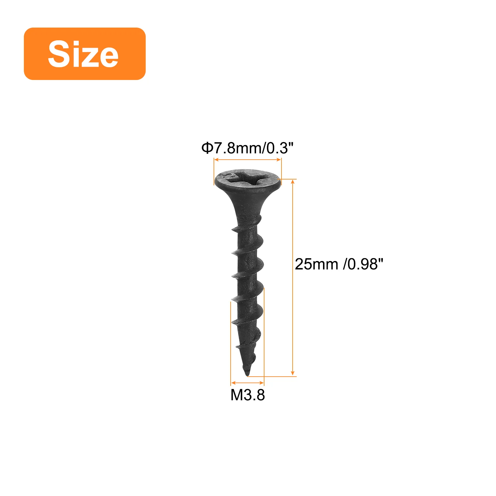 Uxcell M3.8x25mm 150pcs Phillips Drive Wood Screws, Carbon Steel Self Tapping Screws - Image 2