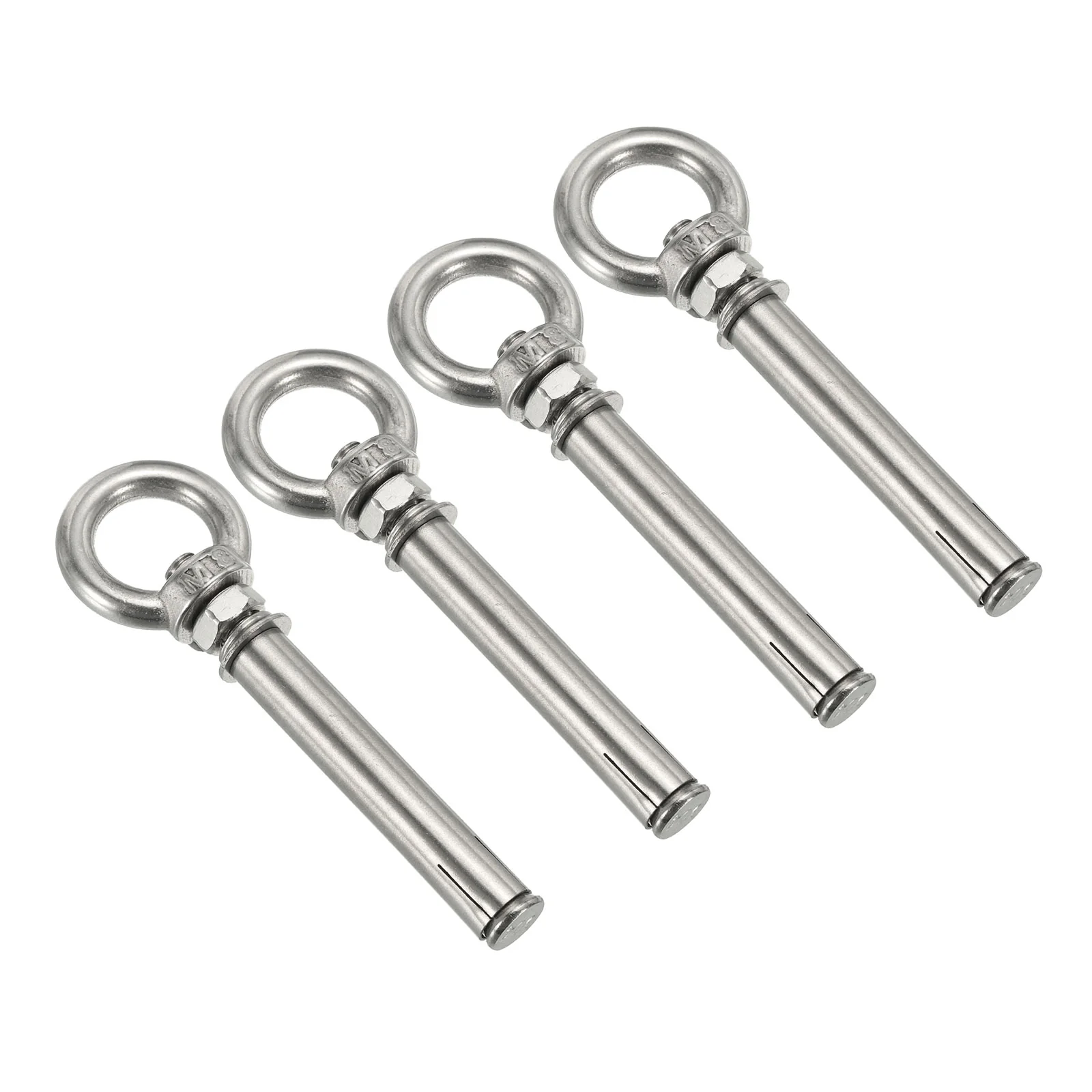 4Pcs Expansion Eye Bolt M8x90mm 304 Stainless Steel Shoulder Eyebolt Silver
