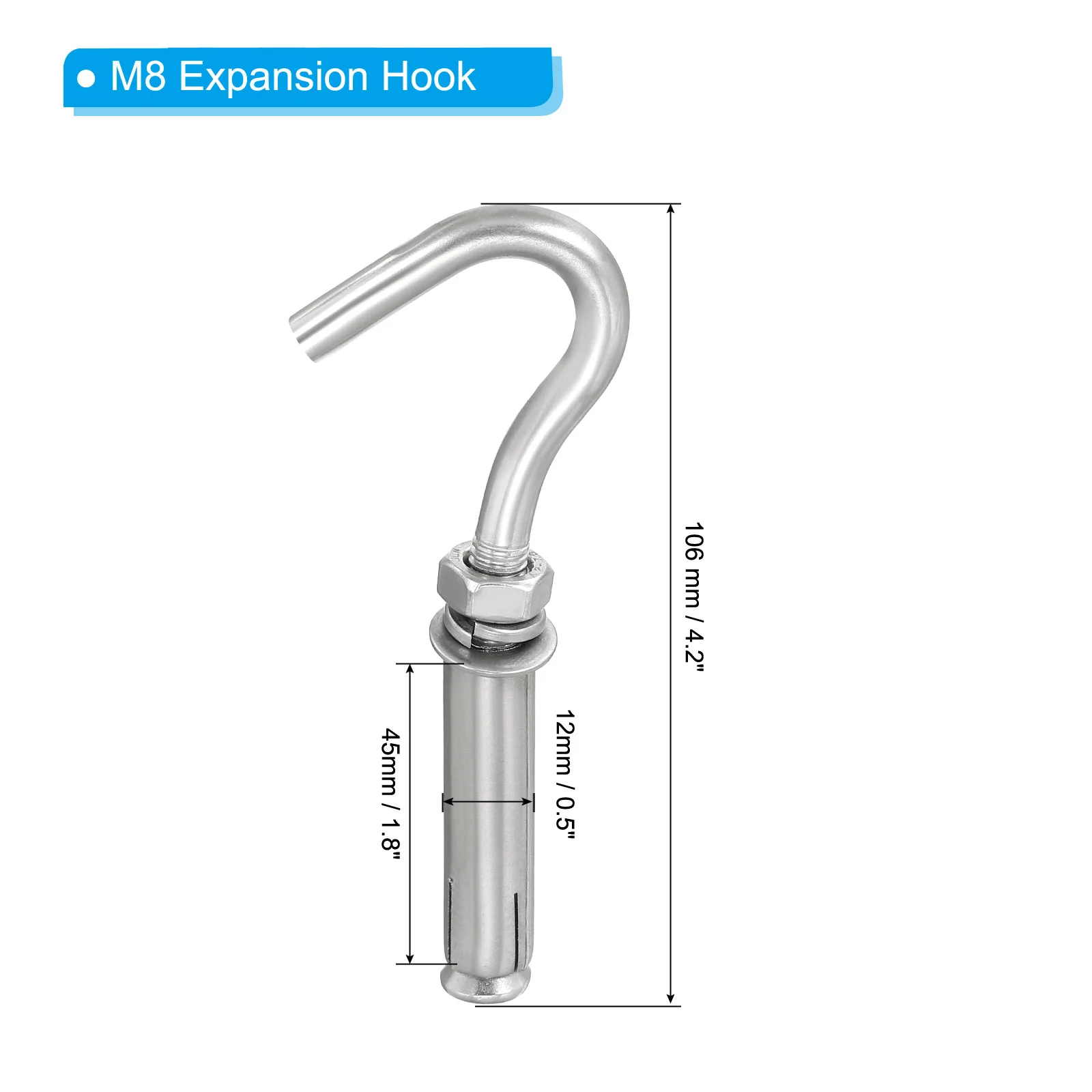 Expansion Hook 340 Stainless Steel Concrete Wall Hook Open Cup Hook - Image 37