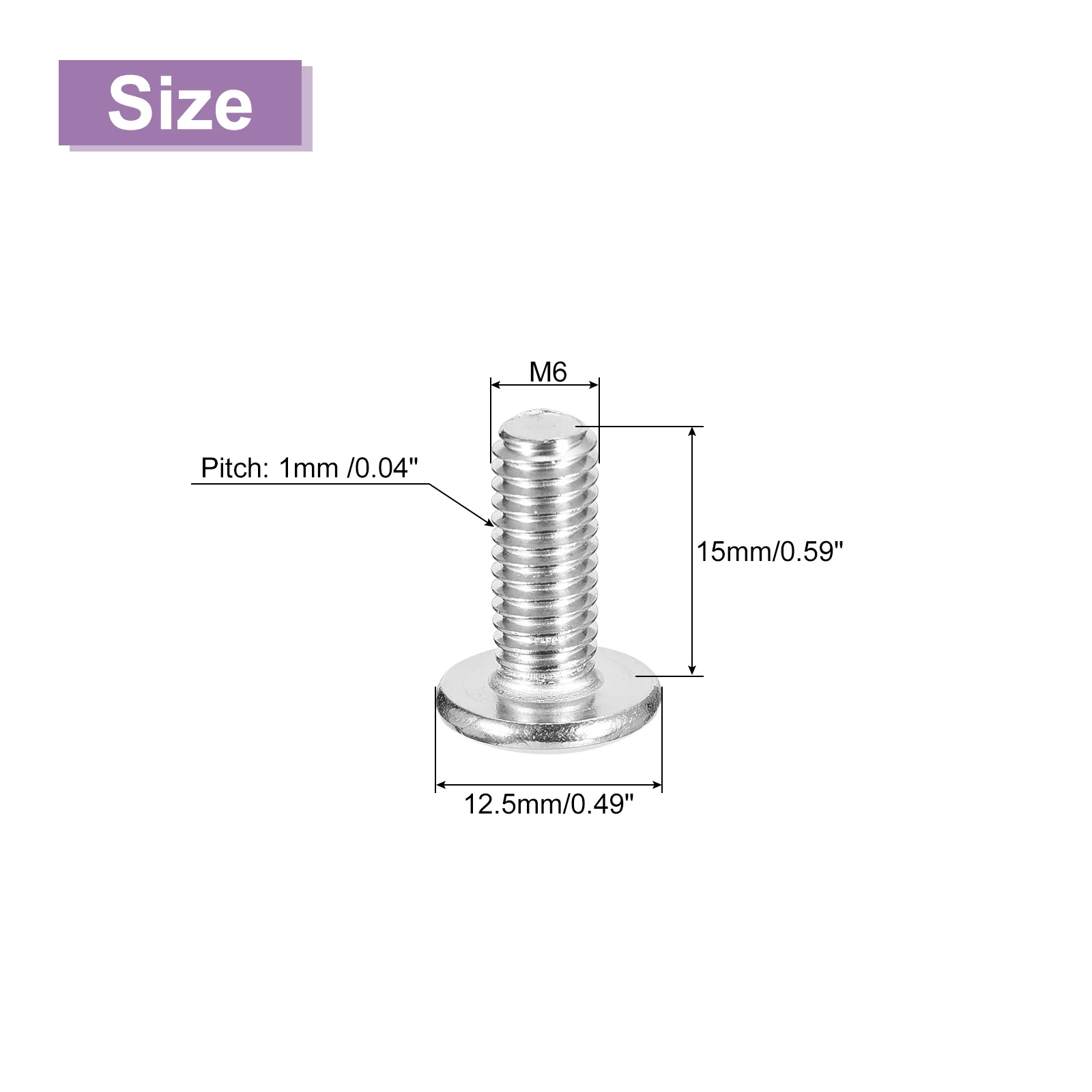 Uxcell M6x15mm Flat Round Head Phillips Head Screw, 30Pcs Phillips Drive Machine Screw - Image 2