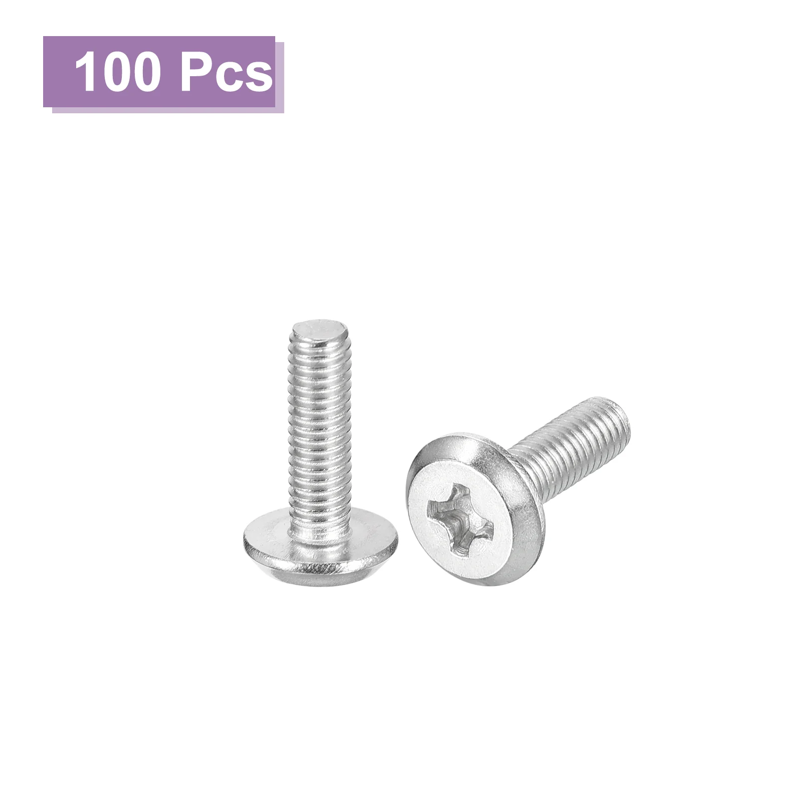 Uxcell M3x10mm Flat Round Head Phillips Head Screw, 100Pcs Phillips Drive Machine Screw - Image 3