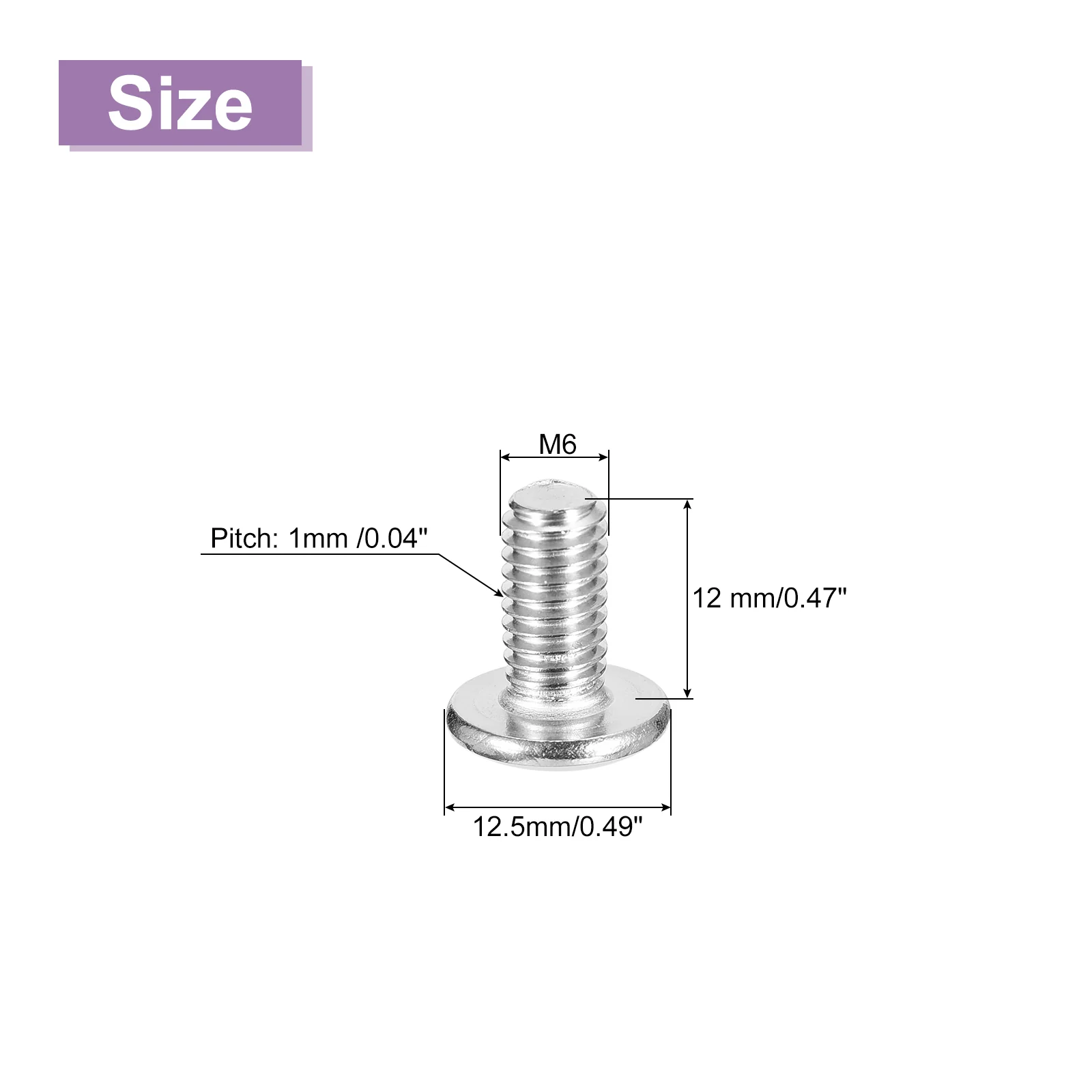 Uxcell M6x12mm Flat Round Head Phillips Head Screw, 25Pcs Phillips Drive Machine Screw - Image 2