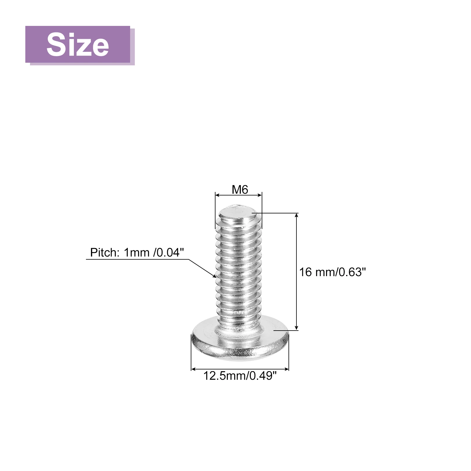 Uxcell M6x16mm Flat Round Head Phillips Head Screw, 20Pcs Phillips Drive Machine Screw - Image 2