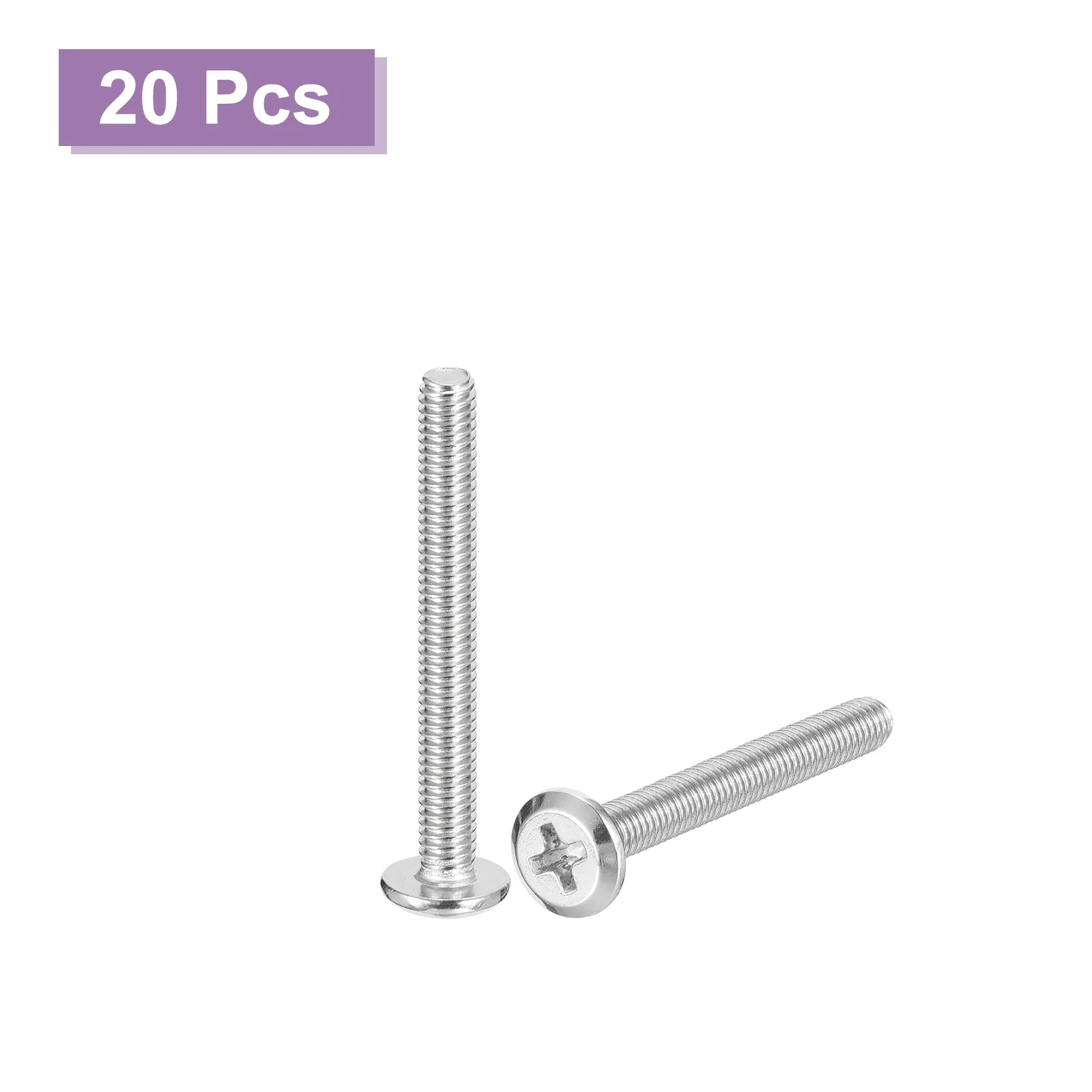 Uxcell M4x35mm Flat Round Head Phillips Head Screw, 20Pcs Phillips Drive Machine Screw - Image 3