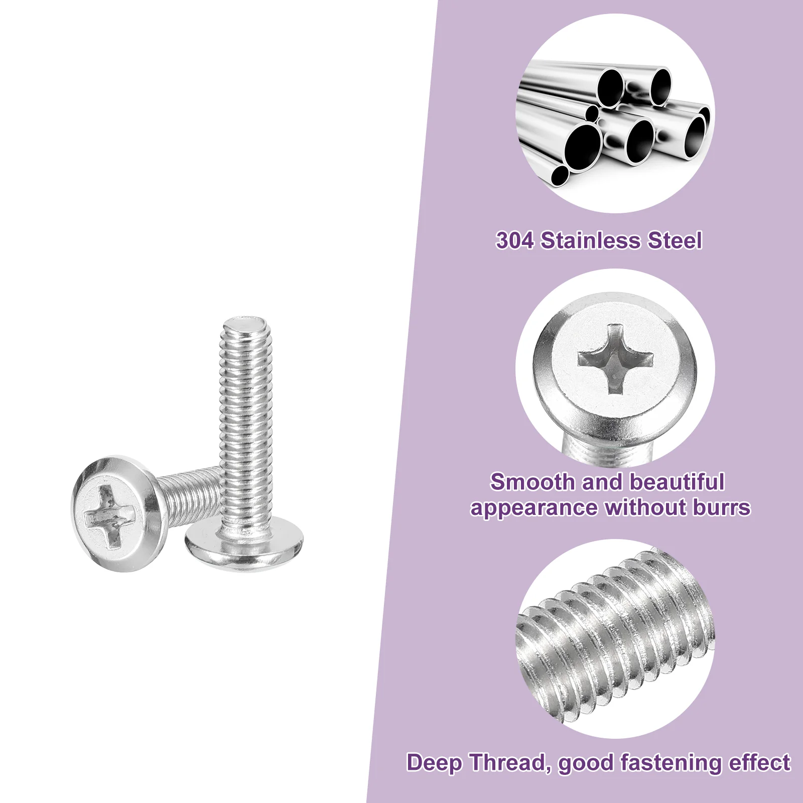 Uxcell 20Pcs M4x16mm Flat Round Head Phillips Head Screw Phillips Drive Machine Screw - Image 4
