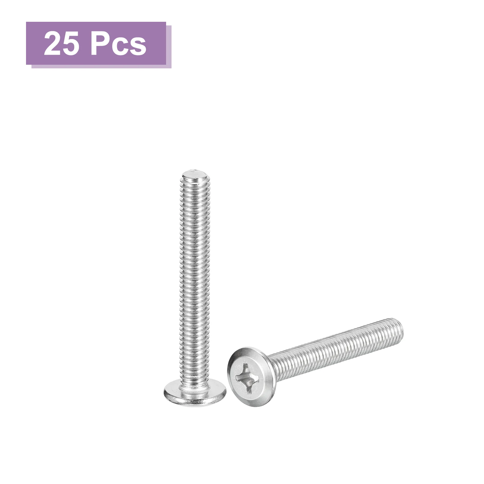 Uxcell M6x45mm Flat Round Head Phillips Head Screw, 25Pcs Phillips Drive Machine Screw - Image 3
