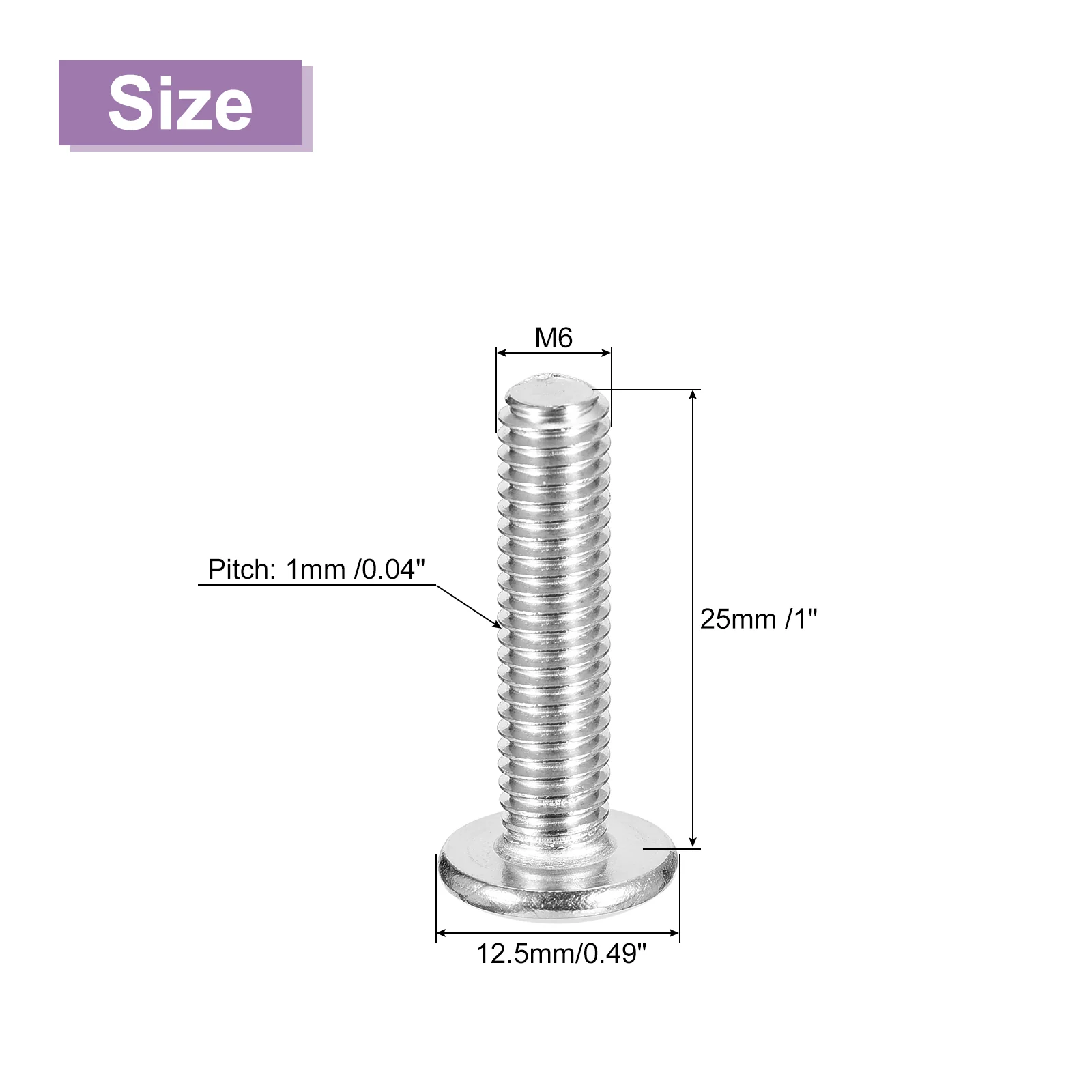 Uxcell M6x25mm Flat Round Head Phillips Head Screw, 20Pcs Phillips Drive Machine Screw - Image 2